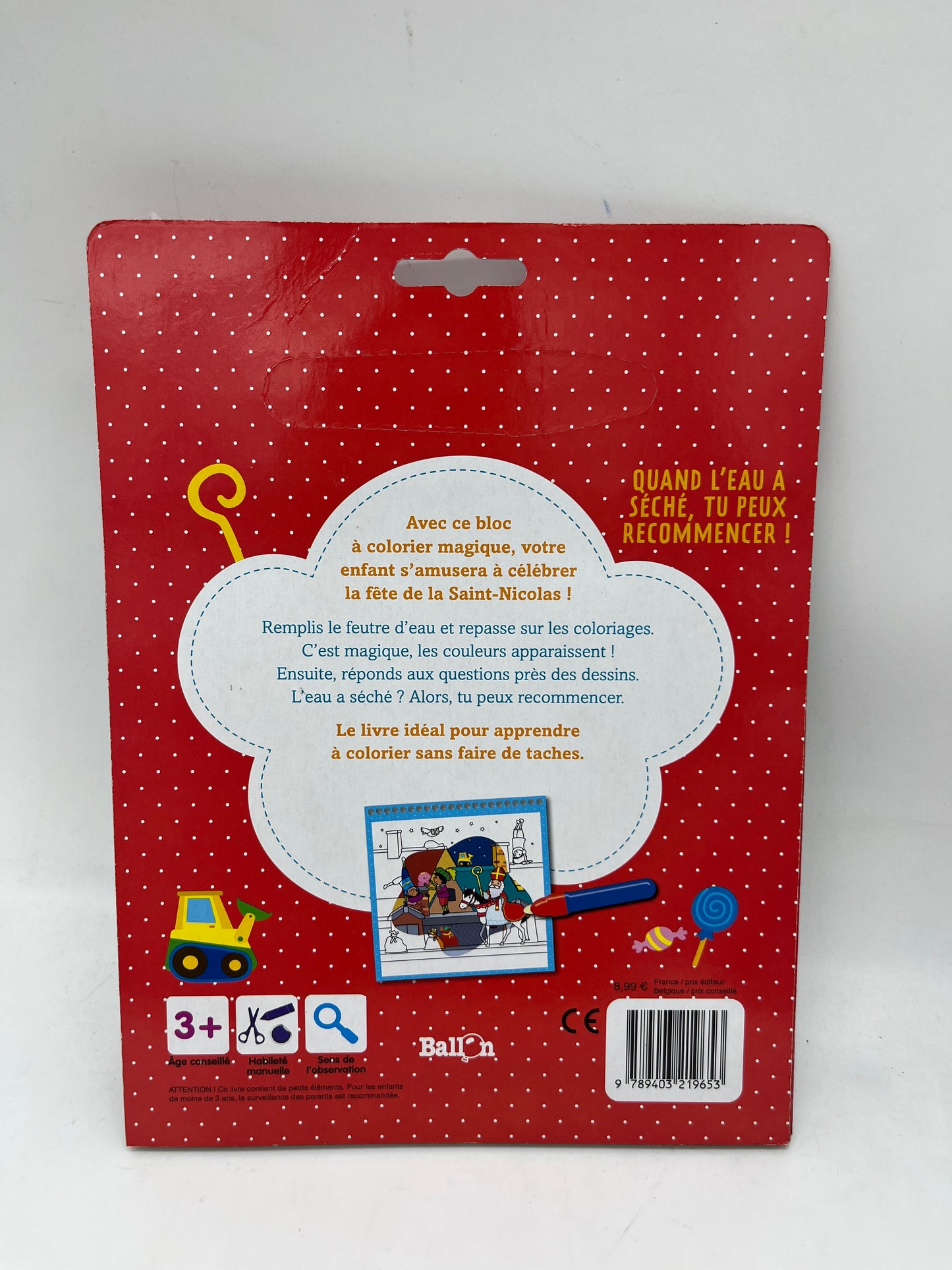 livre d’activité Coloréo mes dessins magique avec son stylo adapté aux petites mains thème Saint Nicolas Édition Ballon