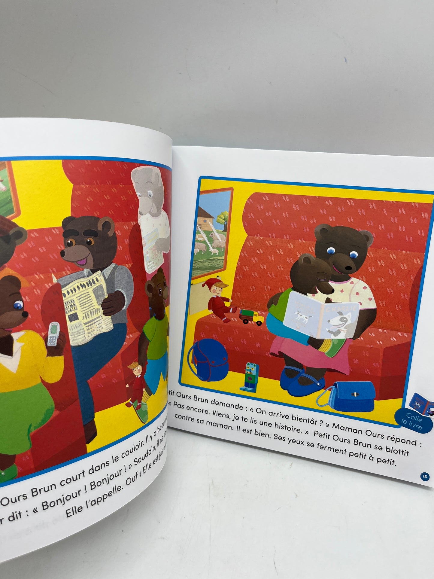 Livre d’activité magazine Les grandes histoires de Petit Ours Brun thème le voyage en train Neuf ! Avec gommettes et imagier