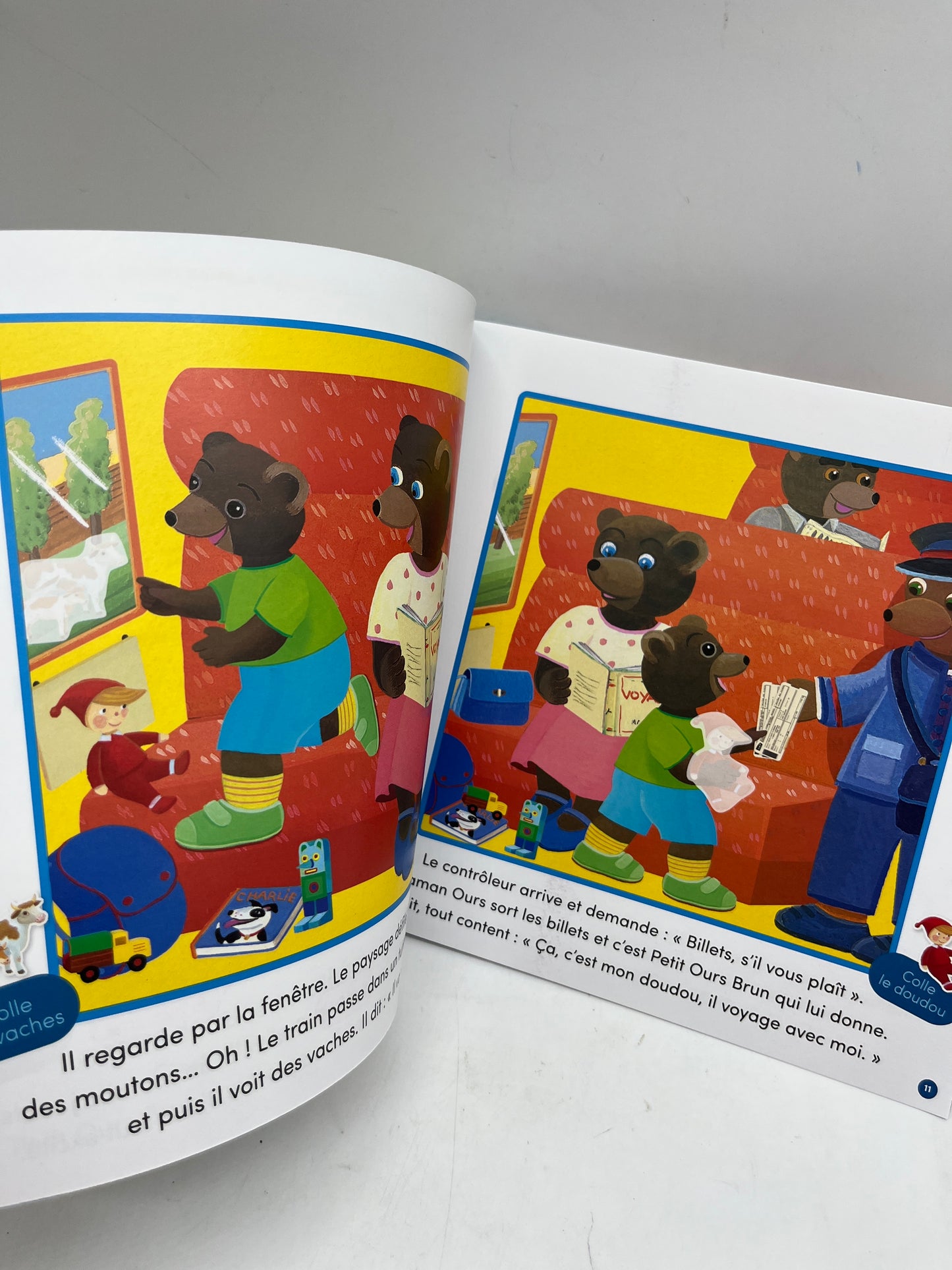 Livre d’activité magazine Les grandes histoires de Petit Ours Brun thème le voyage en train Neuf ! Avec gommettes et imagier