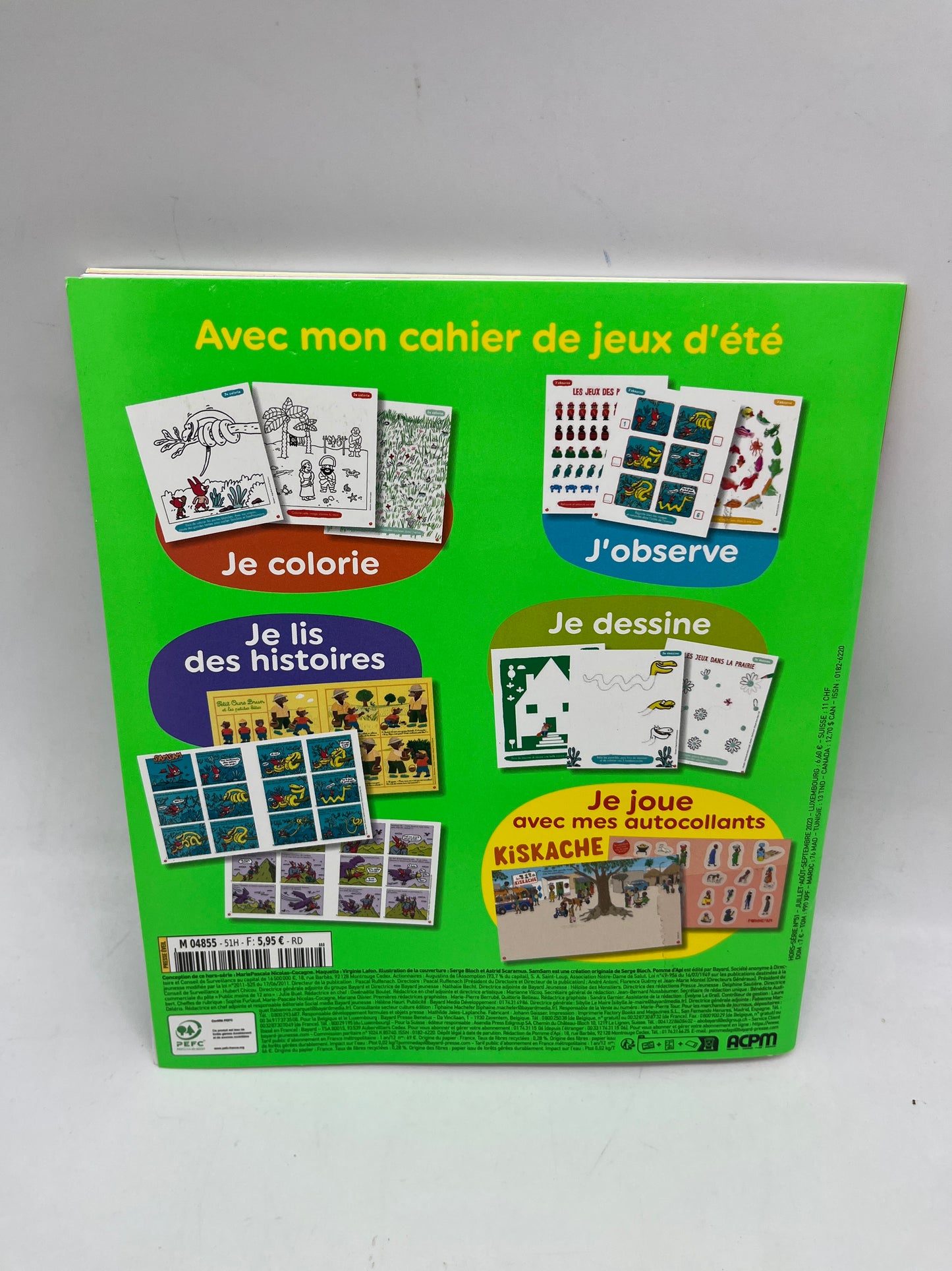 livre d’activite magazine Pomme d’api mon cahier de jeu d’été Neuf avec ses crayons