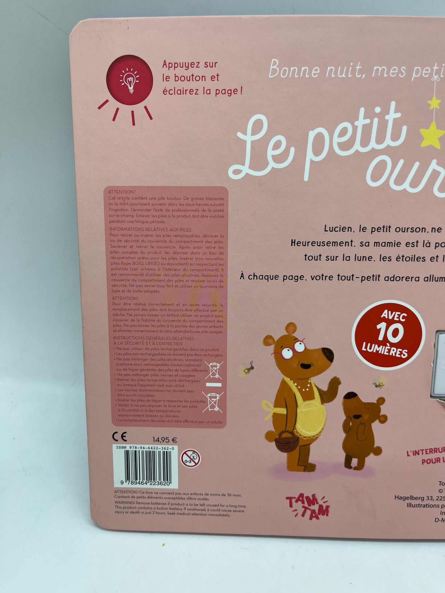 Livre histoire Bonne nuit mes petites étoiles modèle le petit Ourson livre lumineux tam tam edition Neuf