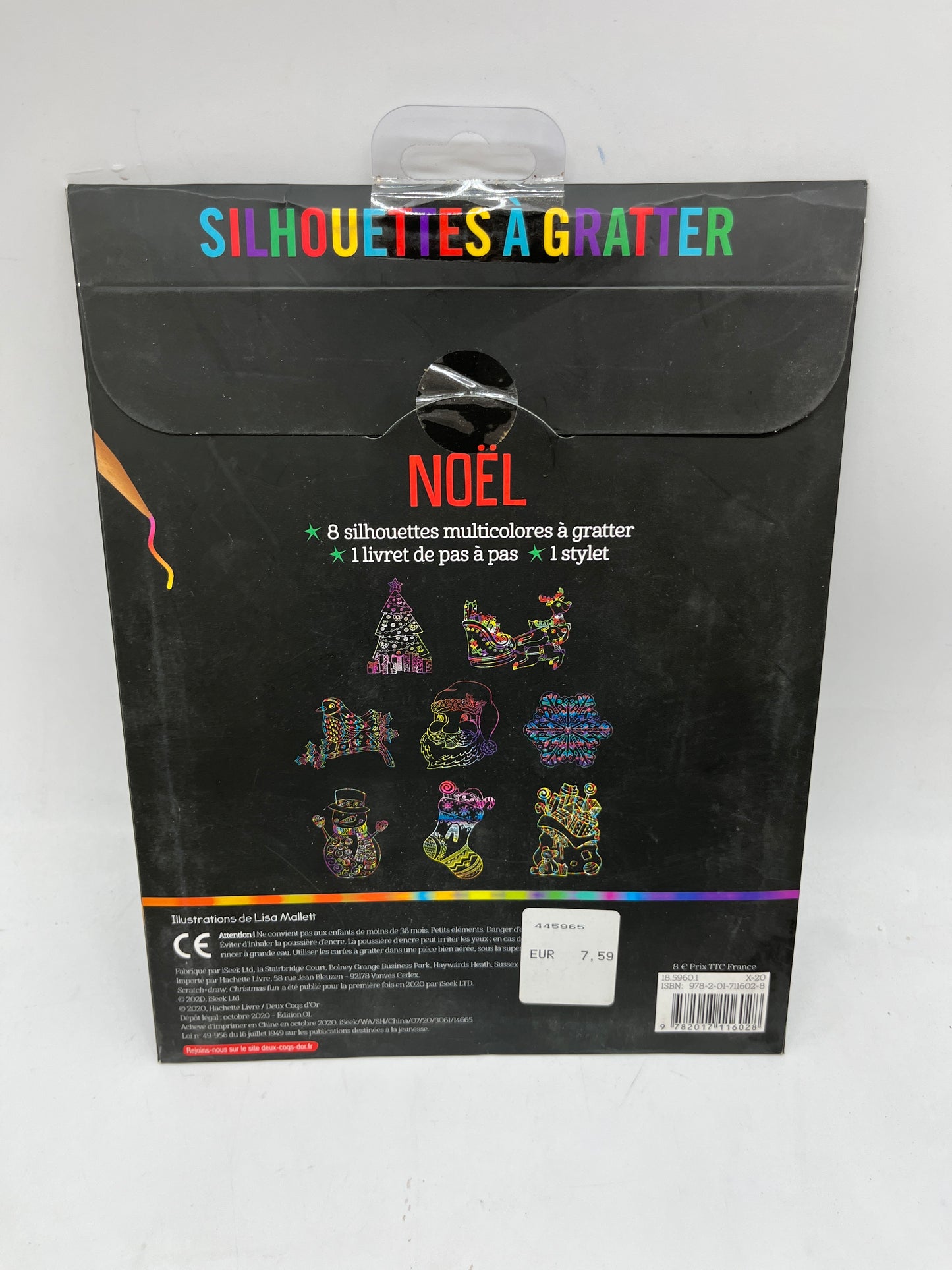 livre d’activité Silhouette à gratter avec son stylet thème Noël Neuf