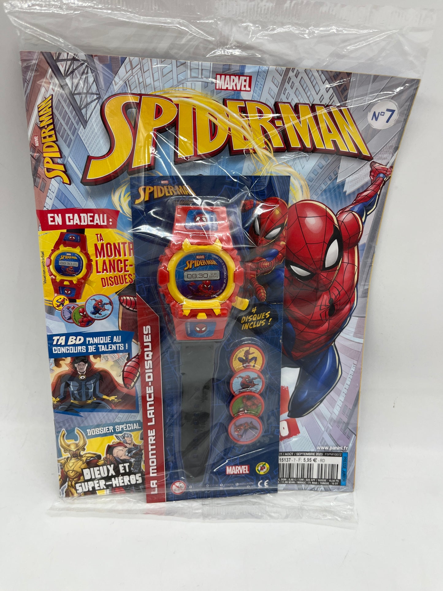 Livre d’activité Magazine Disney Spiderman Marvel Avenger avec sa montre lance disques Neuf
