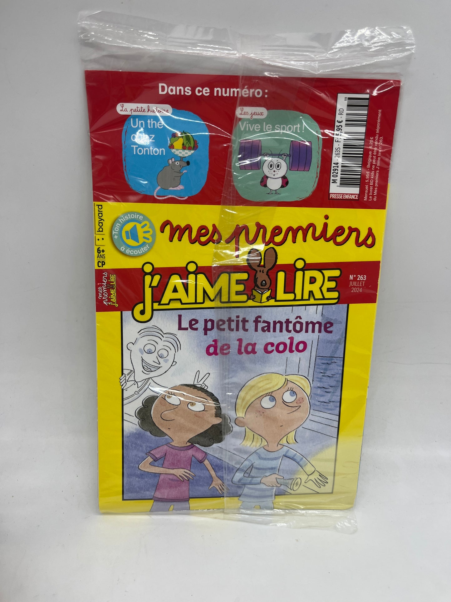 Livre d’activité Magazine mes premiers J’aime lire histoire à lire et à écouter numéro 263Juillet 2024 avec son carnet d’été !