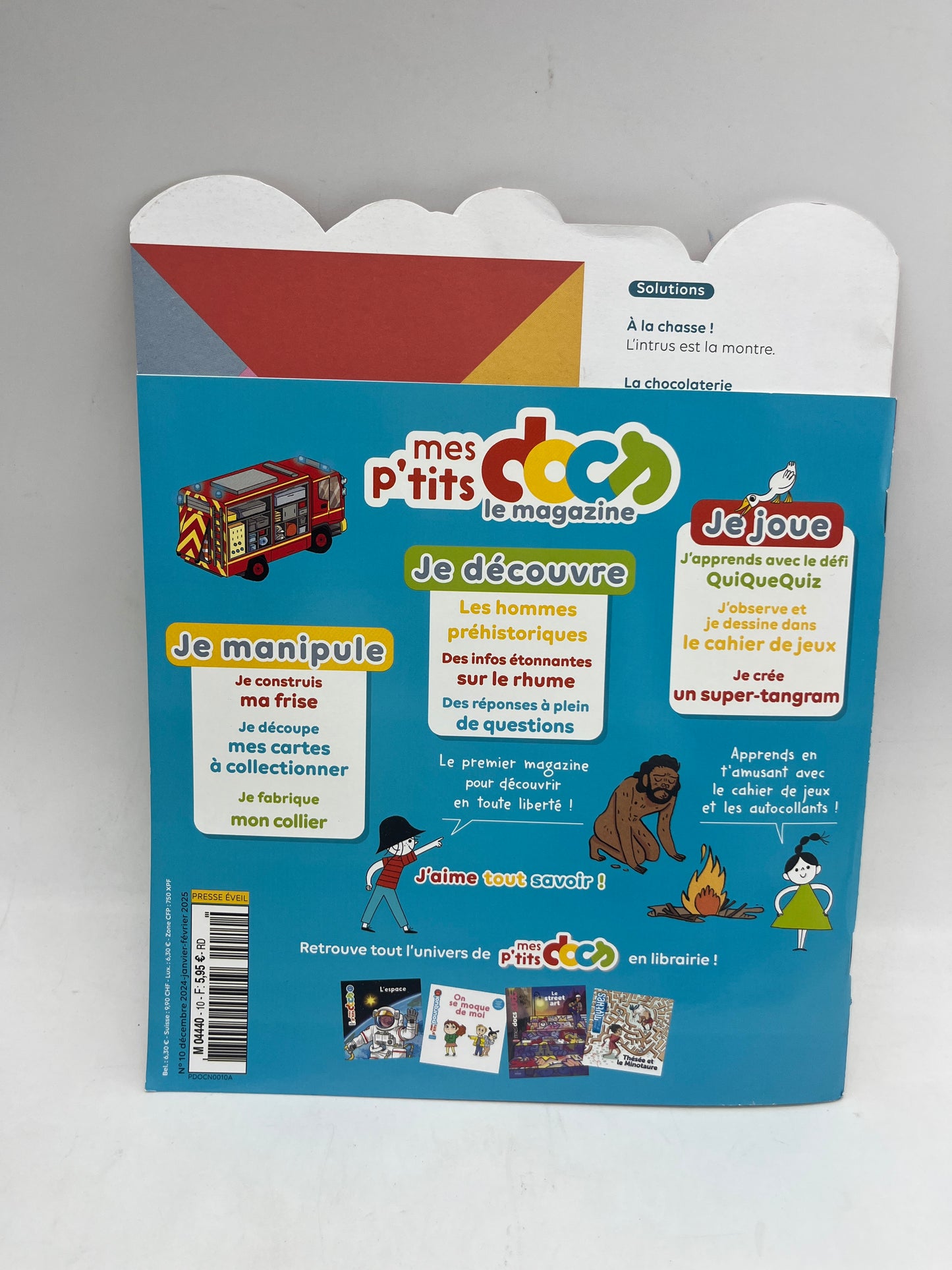 Livre d’activité Magazine Mes P’tit doc thème les hommes de la préhistoires Neuf