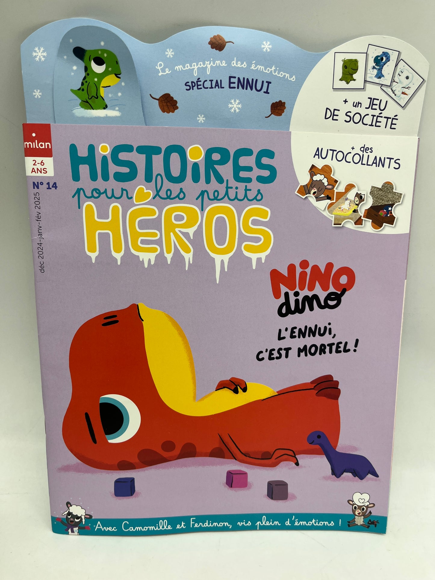 Livre d’activité magazines Histoires pour les petits NiNo le dino modèle l’ennui c’est mortel ! Avec son jeu d’émotion spécial ennui neuf