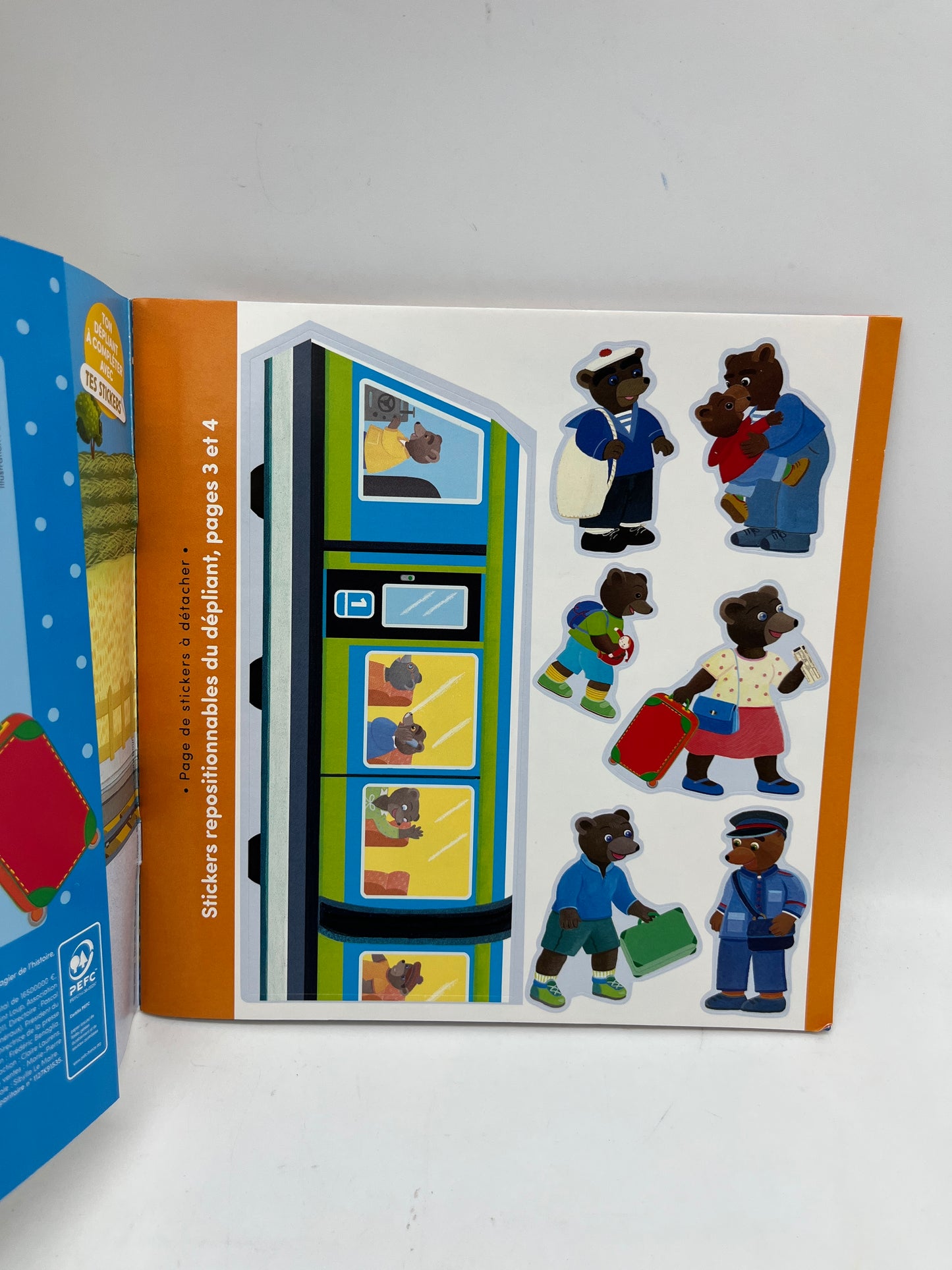 Livre d’activité magazine Les grandes histoires de Petit Ours Brun thème le voyage en train Neuf ! Avec gommettes et imagier