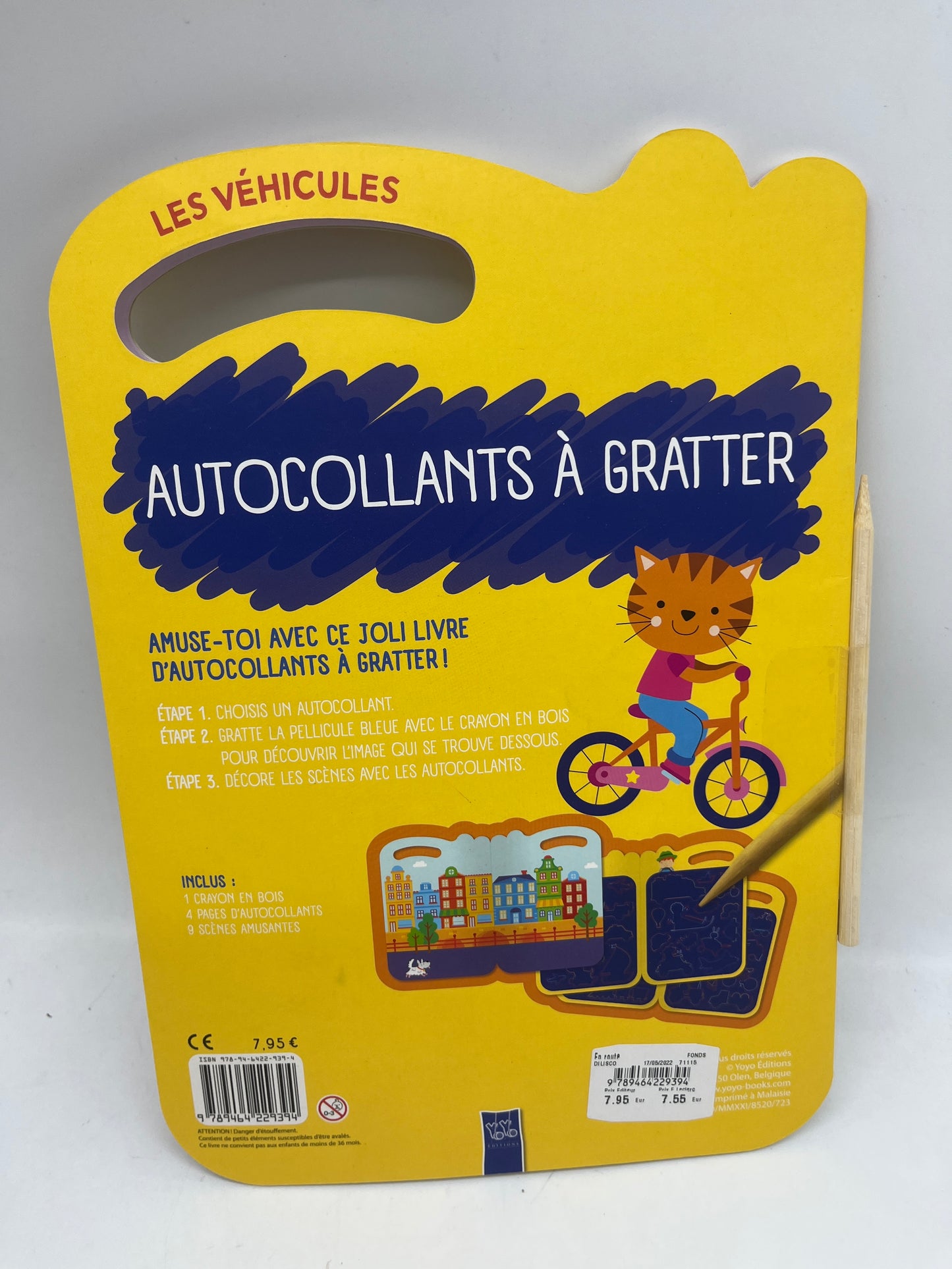livre d’activité Autocollant à gratter avec son stylet thème les véhicules YOYO édition Neuf