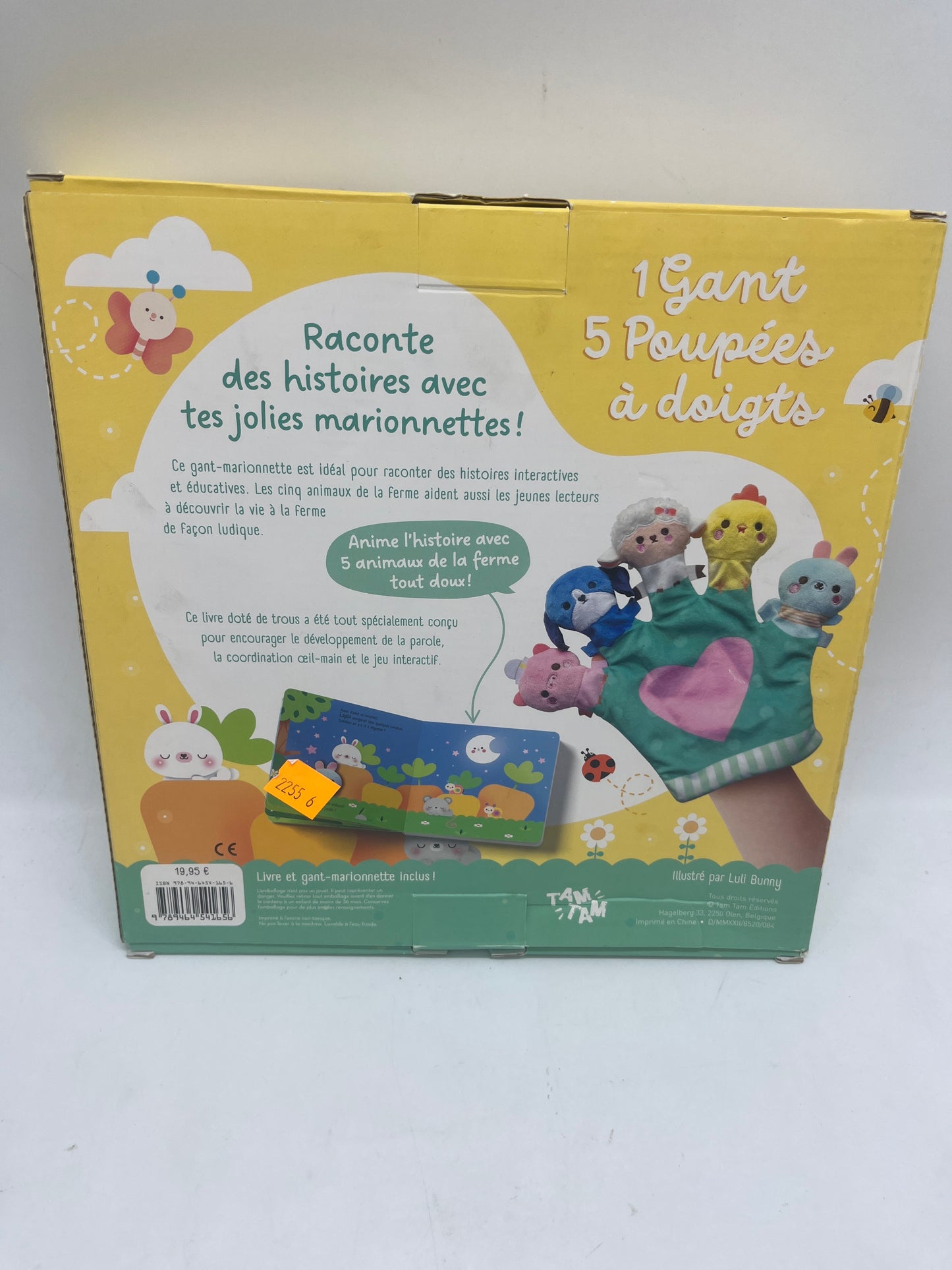 Coffret mon livre Marionnettes avec son gant pour animé l’histoire thème à la ferme Neuf