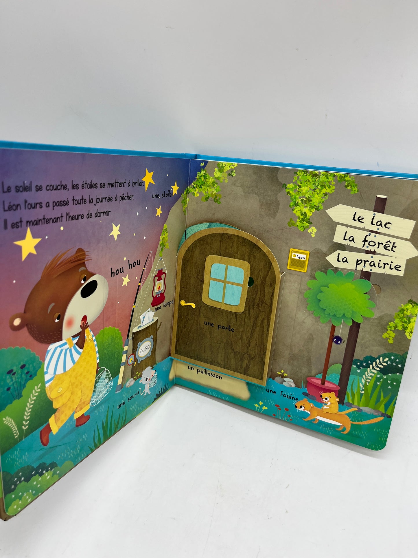 Livre histoire Leon l’Ours bonne nuit livré pop up animé avec rabats tam tam edition Neuf