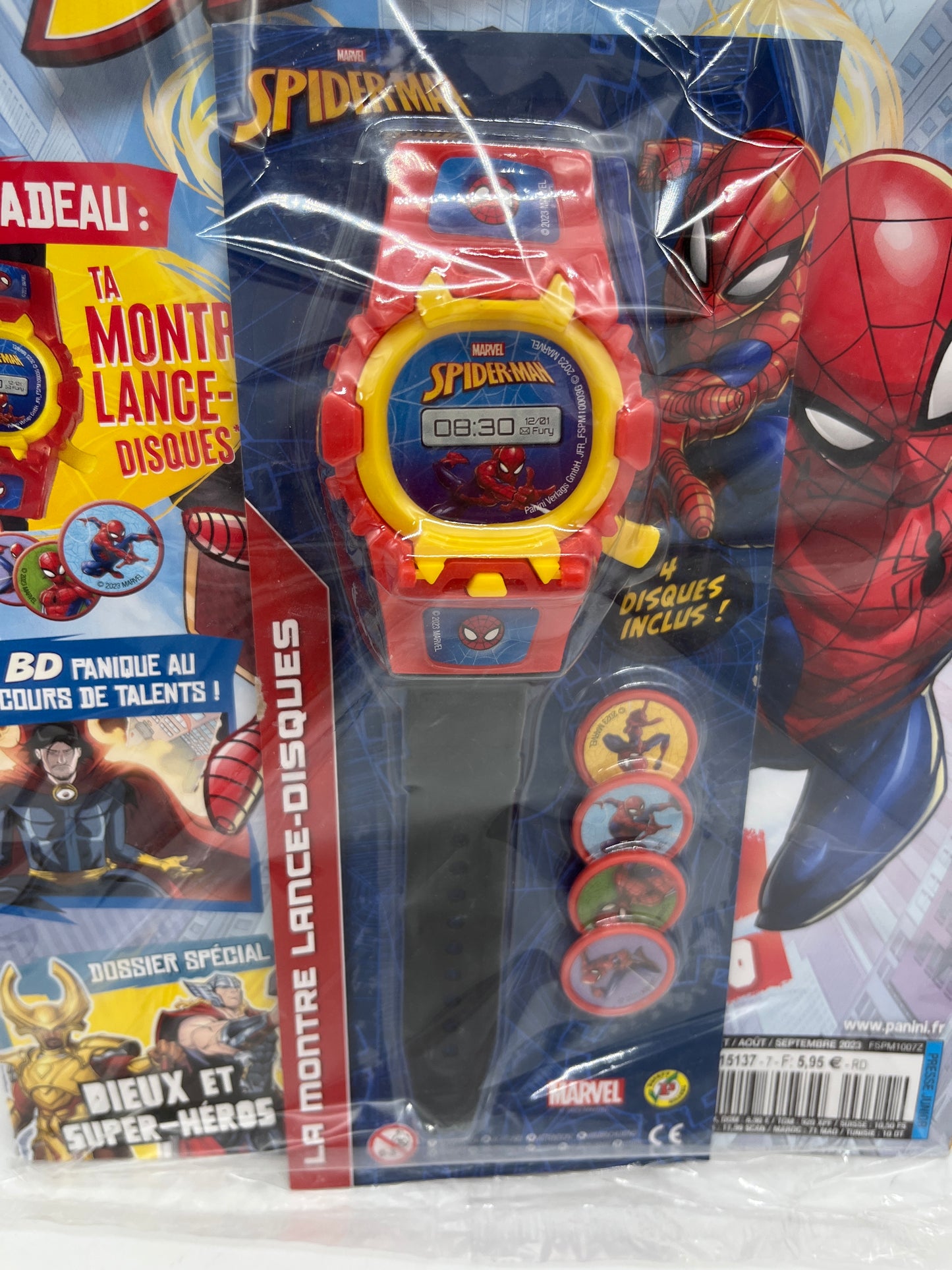 Livre d’activité Magazine Disney Spiderman Marvel Avenger avec sa montre lance disques Neuf