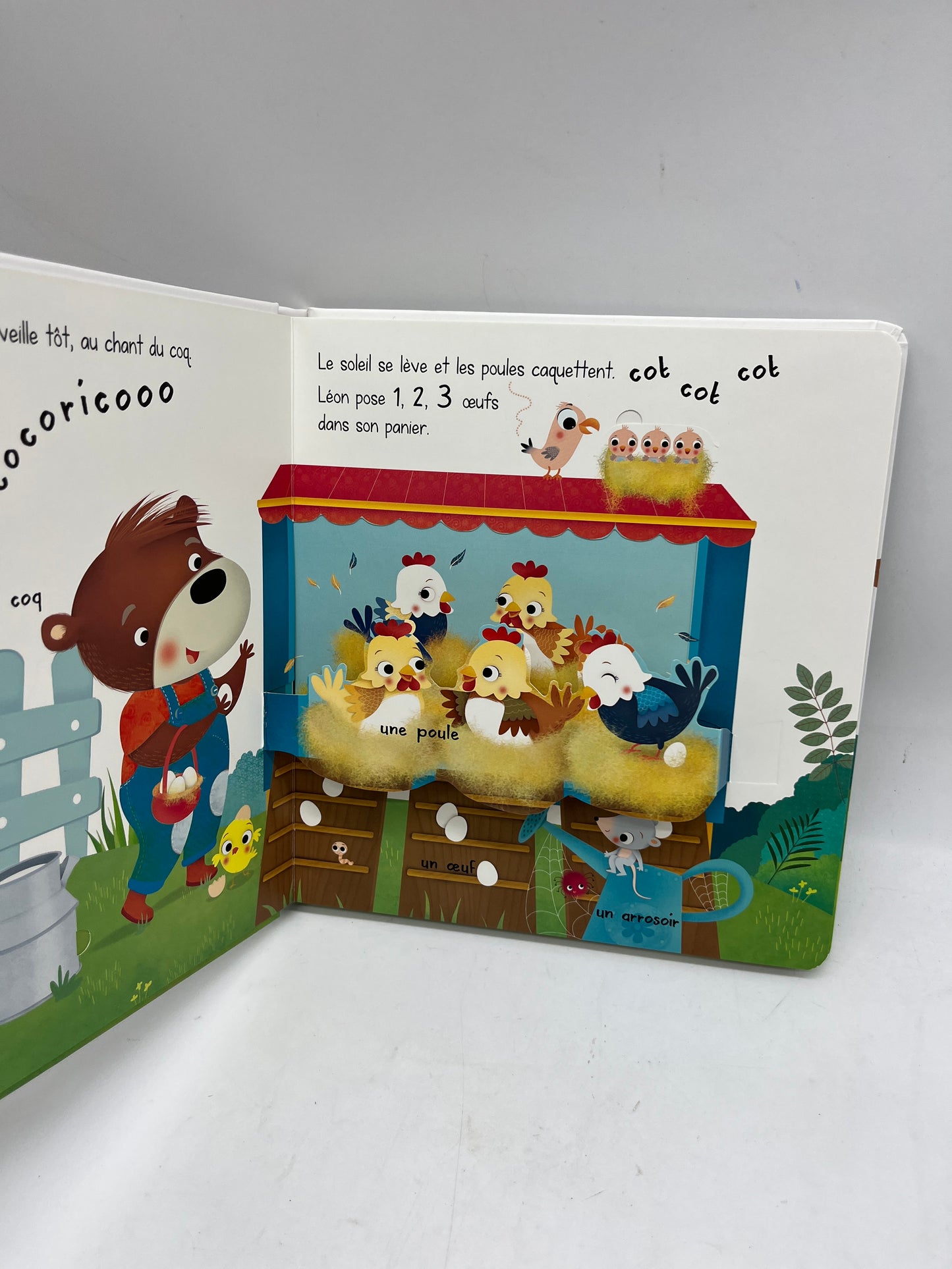 Livre histoire Leon l’Ours à la ferme livré pop up animé avec rabats tam tam edition Neuf