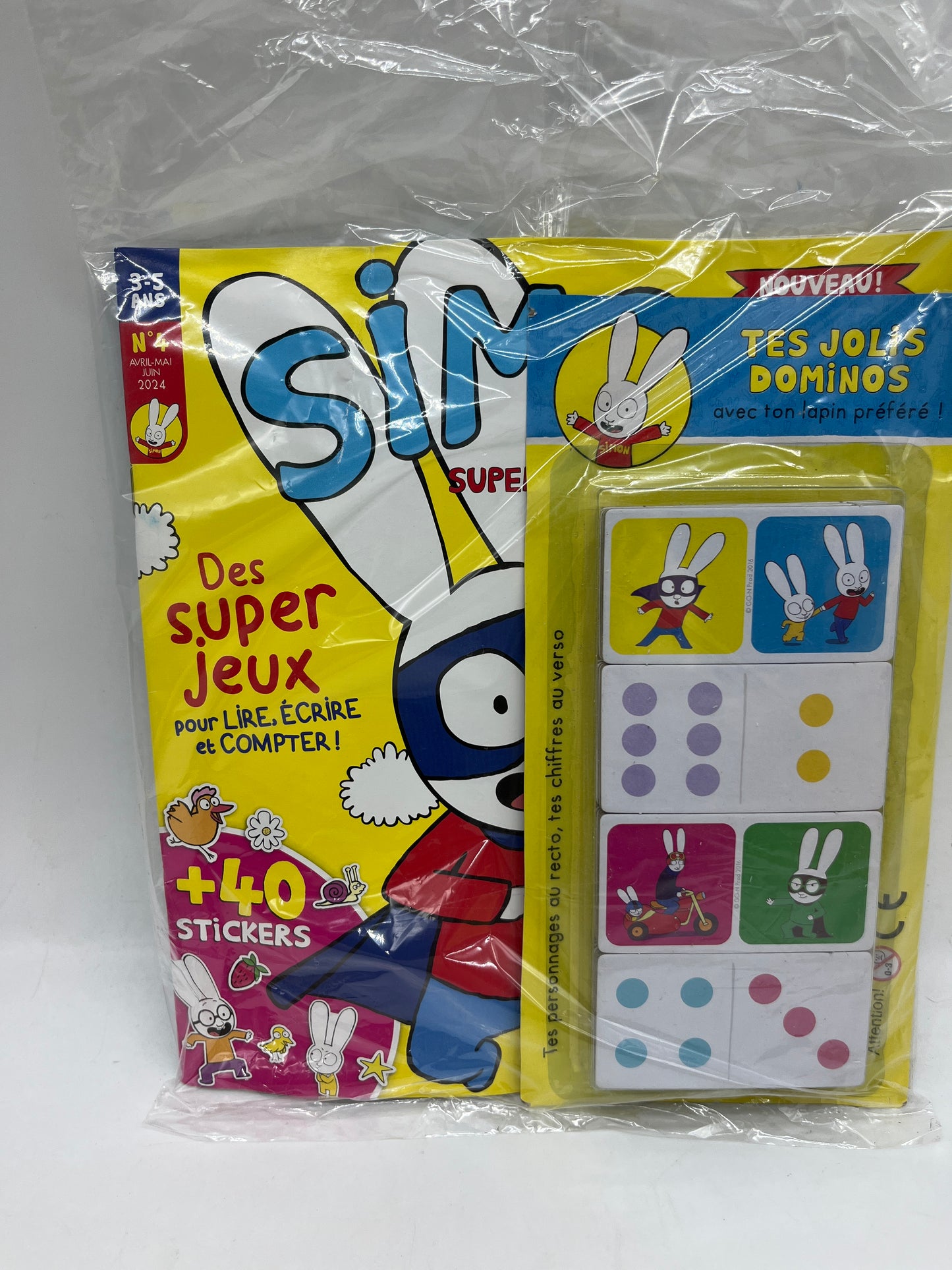 Livre d’activité Magazine Disney Simon Lapin blanc SuperLapin avec son jeu Domino Neuf sous blister