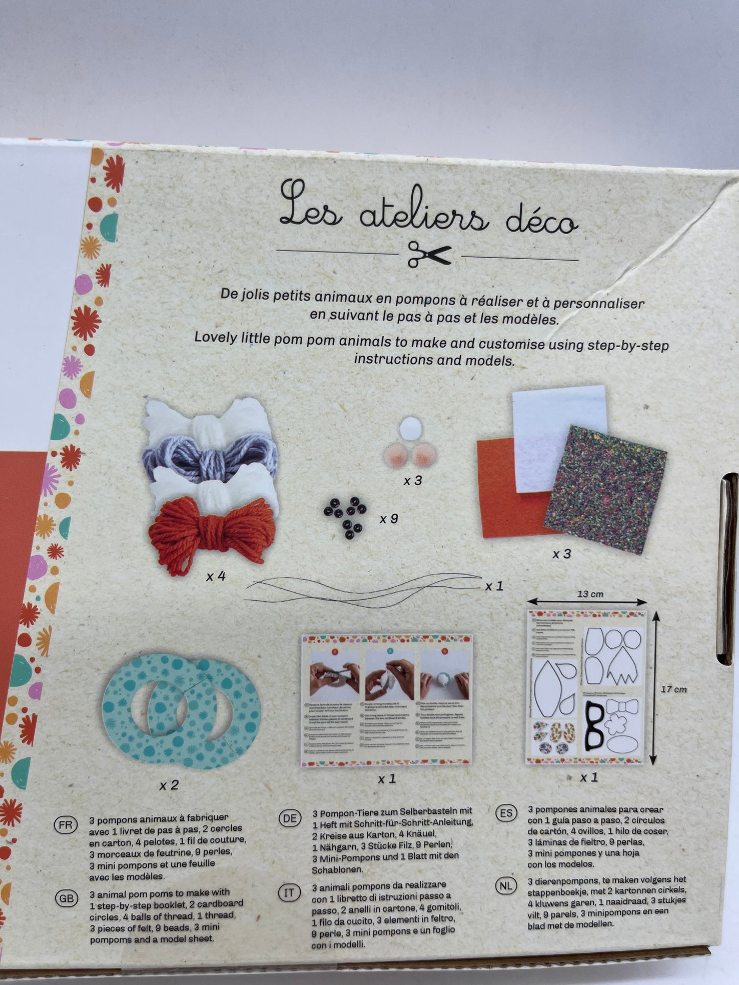 Coffret atelier créatif manuelle Janod Ponpon 3 petits animaux activité manuelle EditionJanod Neuf 1