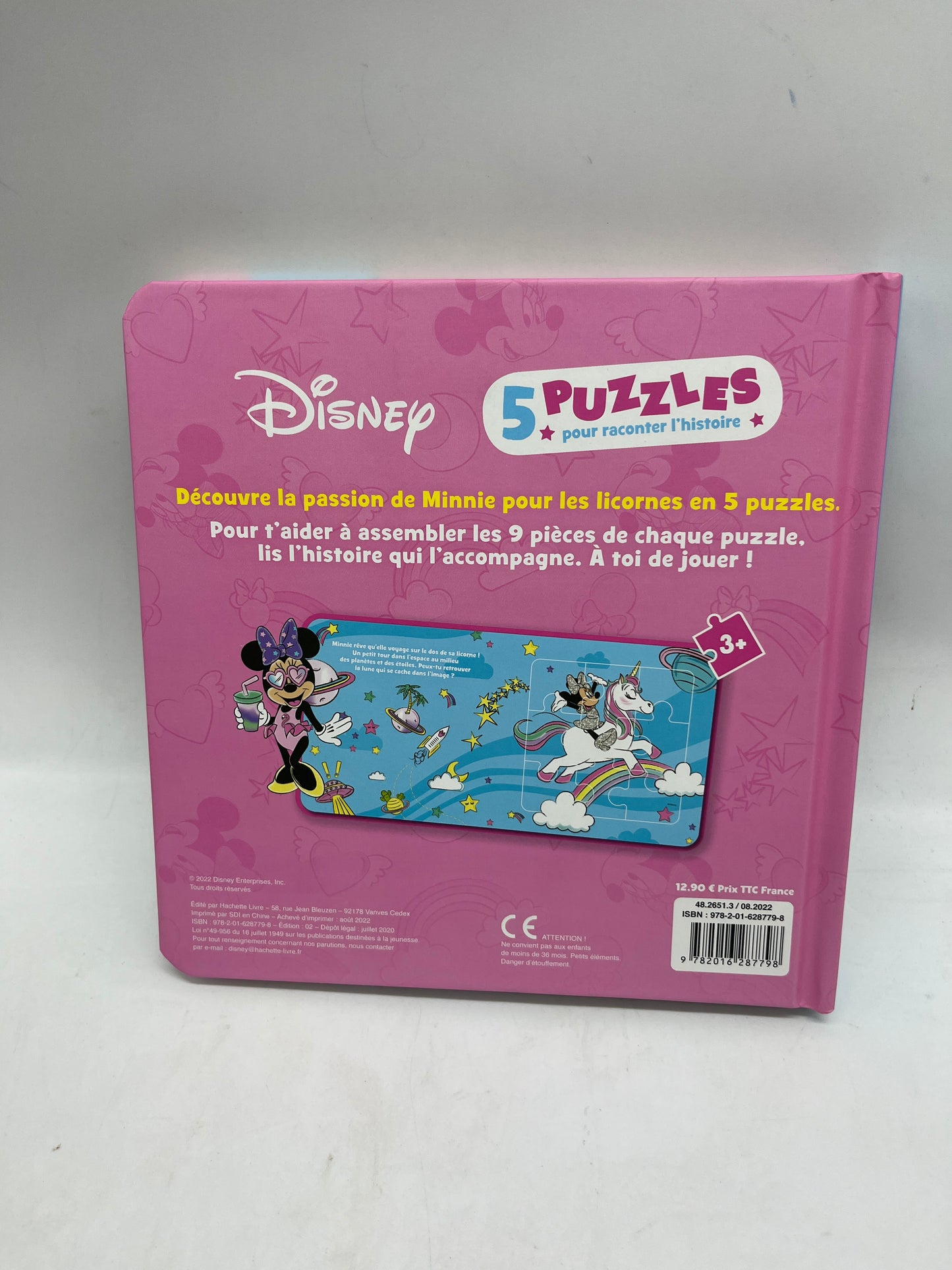 Mon imagier Livre Puzzle thème Disney Licorne Minnie avec ses 5 puzzles de 9 pièces Neuf