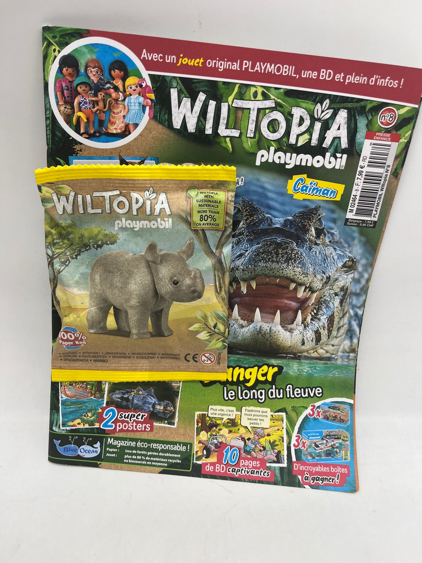 Livre D’activité magazine Playmobil Wiltopia avec sa figurine Rhinocéros jamais ouvert Neuf