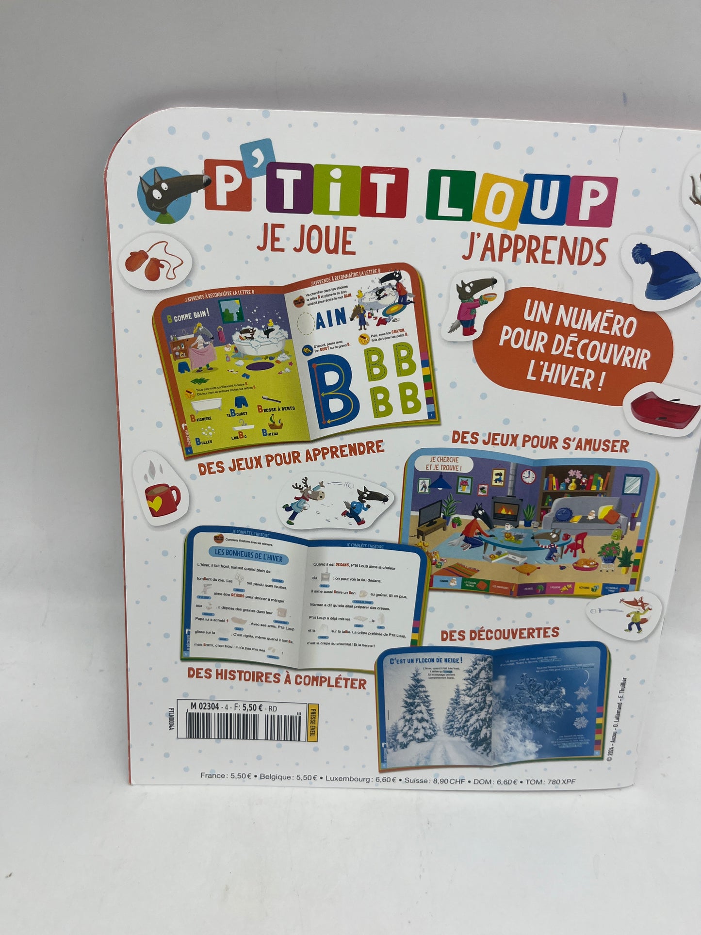 Livre d’activité magazine je joue j’apprends avec P’tit Loup Vive la neige ! Neuf ! Avec gommettes et imagier