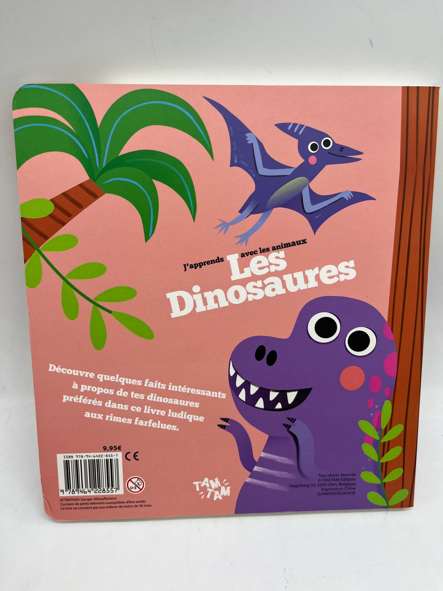 Livre histoire j’apprends avec les animaux tout cartonné thème les dinosaures Neuf
