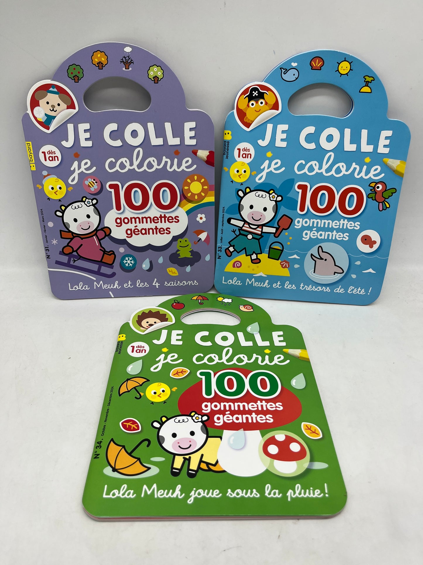 Lot de 3 livres d’activités Magazine Je colle je colorie Avec 100 gommettes géantes imagier neuf