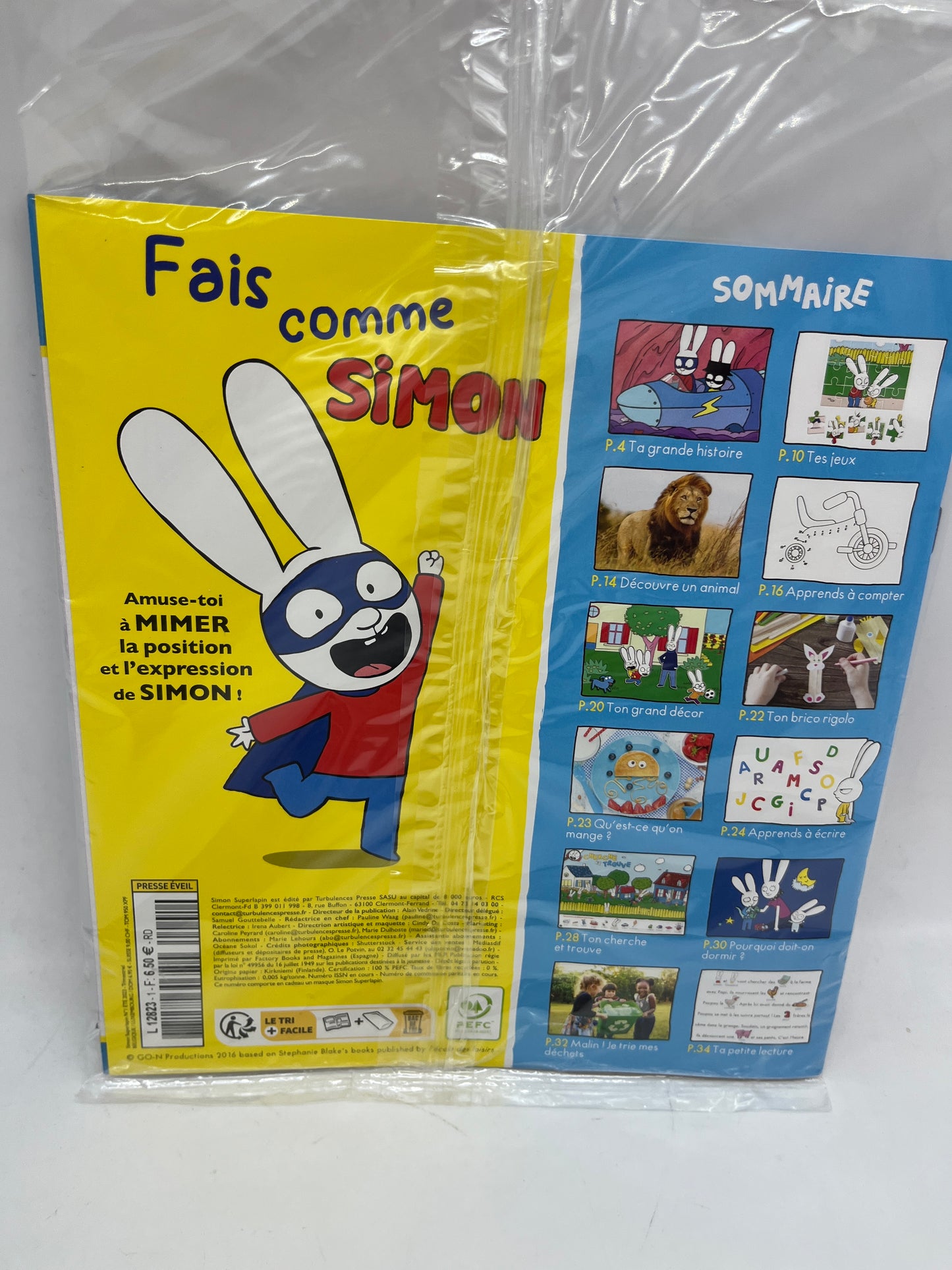 Livre d’activité Magazine Disney Simon Lapin blanc avec son masque Neuf sous blister