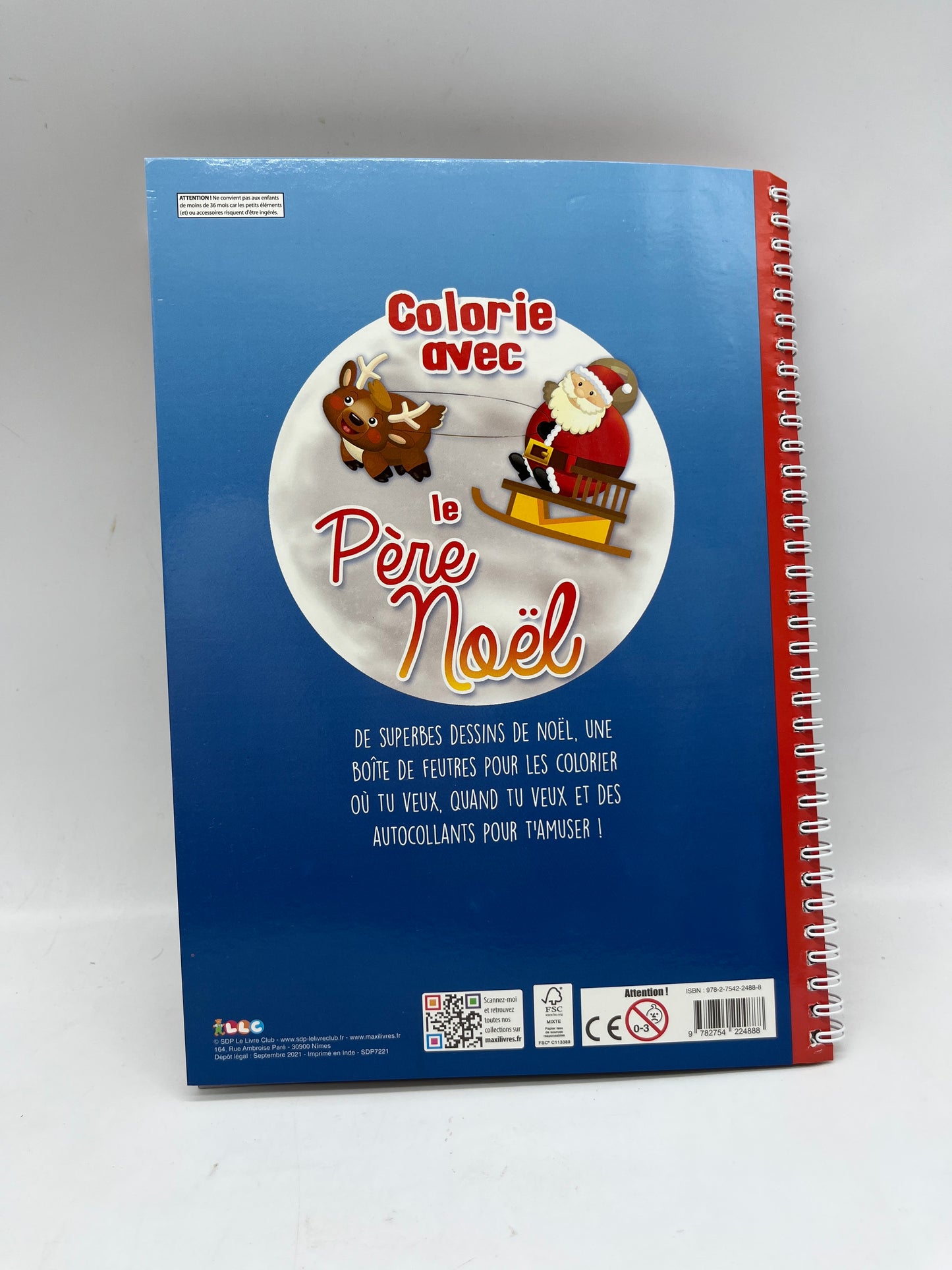 Livre d’activité Colorie avec le Père Noël 🎅🏾 mon beau coloriage avec ces 4 feutres et gommettes Neuf