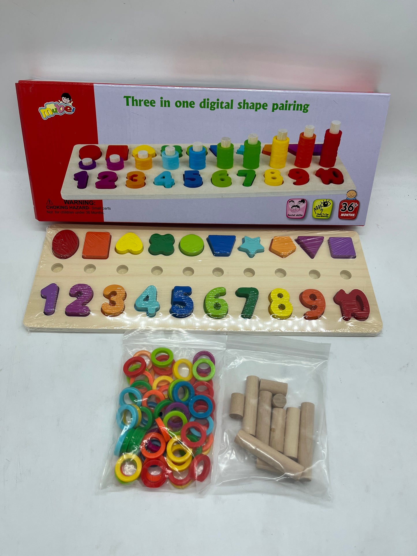 Jouet jeu activités apprentissage Puzzle en bois Type Montessori J’apprends à compter les chiffres et les formes et les couleurs Neuf