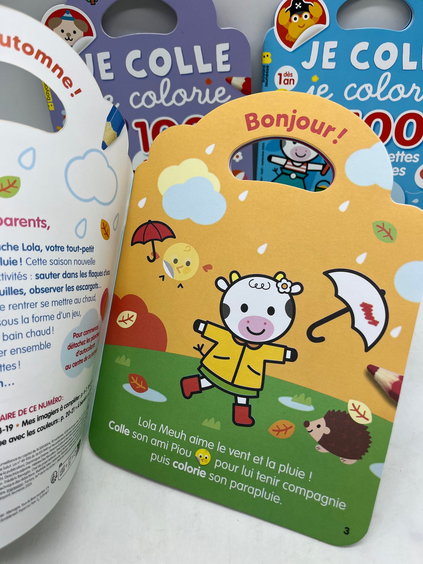 Lot de 3 livres d’activités Magazine Je colle je colorie Avec 100 gommettes géantes imagier neuf