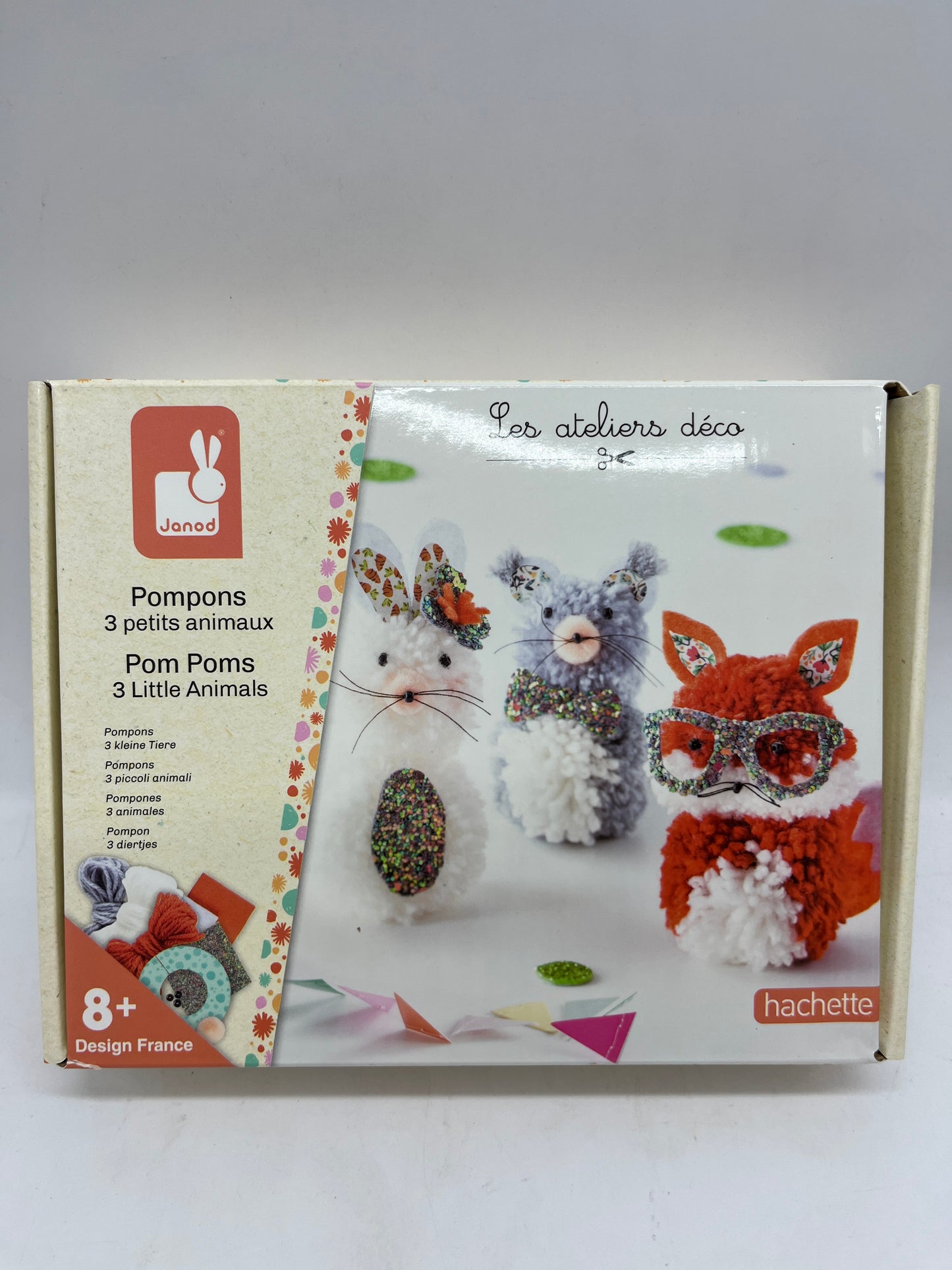 Coffret atelier créatif manuelle Janod Ponpon 3 petits animaux activité manuelle EditionJanod Neuf 1