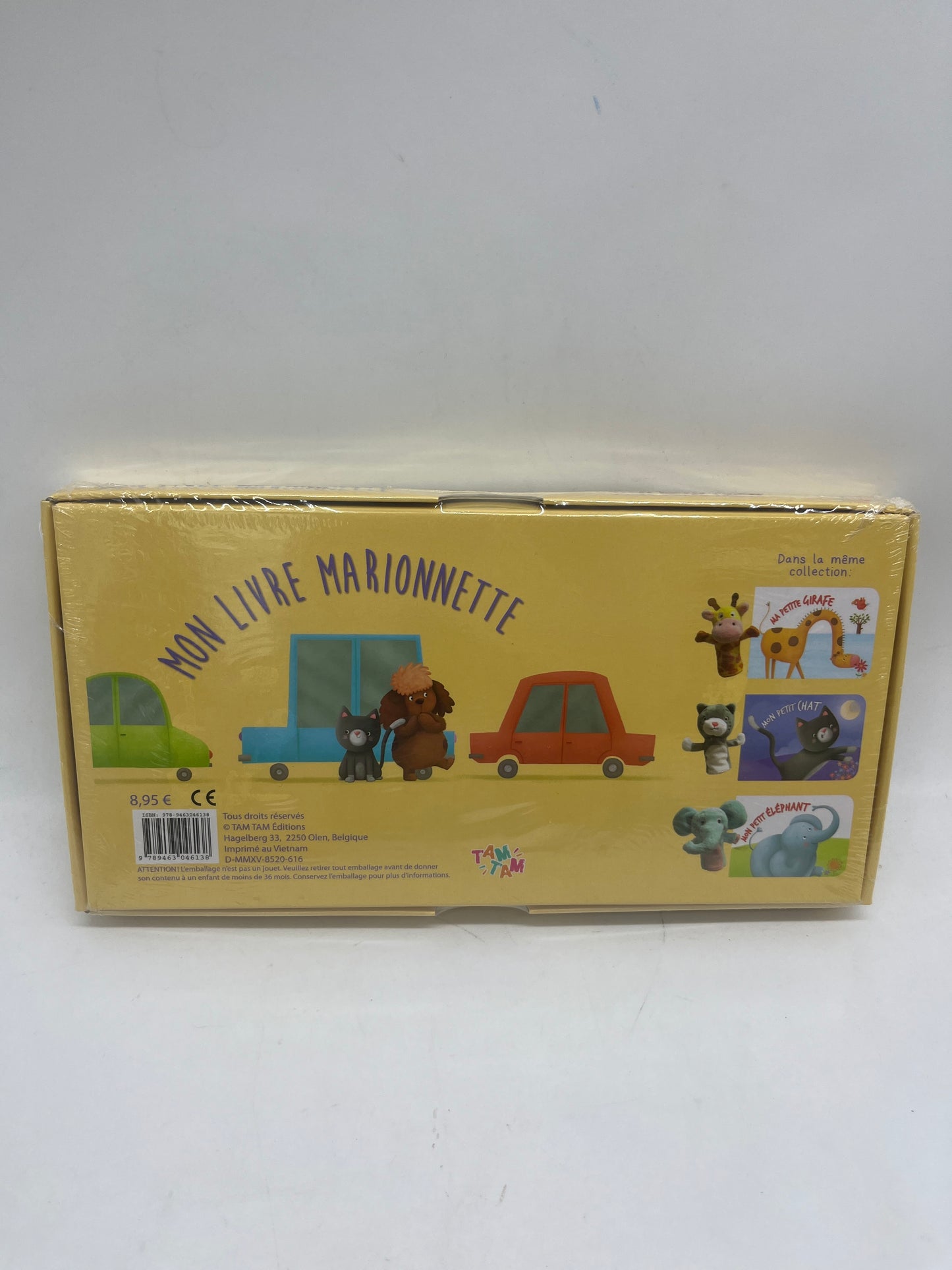 Coffret cadeau marionnette avec son livre modèle Chien Neuf sous blister