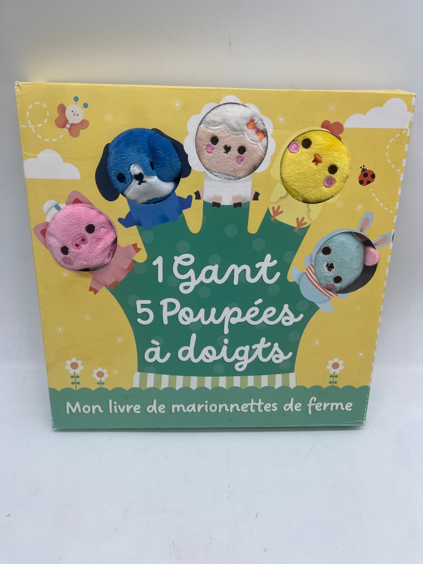 Coffret mon livre Marionnettes avec son gant pour animé l’histoire thème à la ferme Neuf