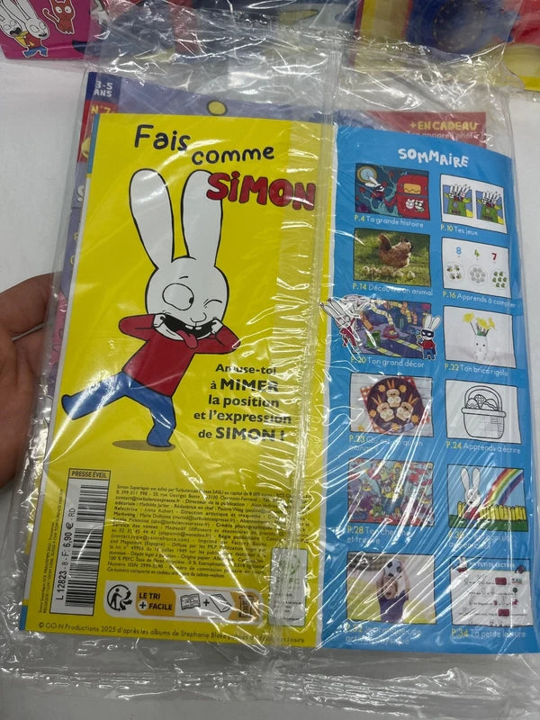 Lot de 4 magazines livres d’activités Simon SuperLapin avec ces accessoires Neuf 