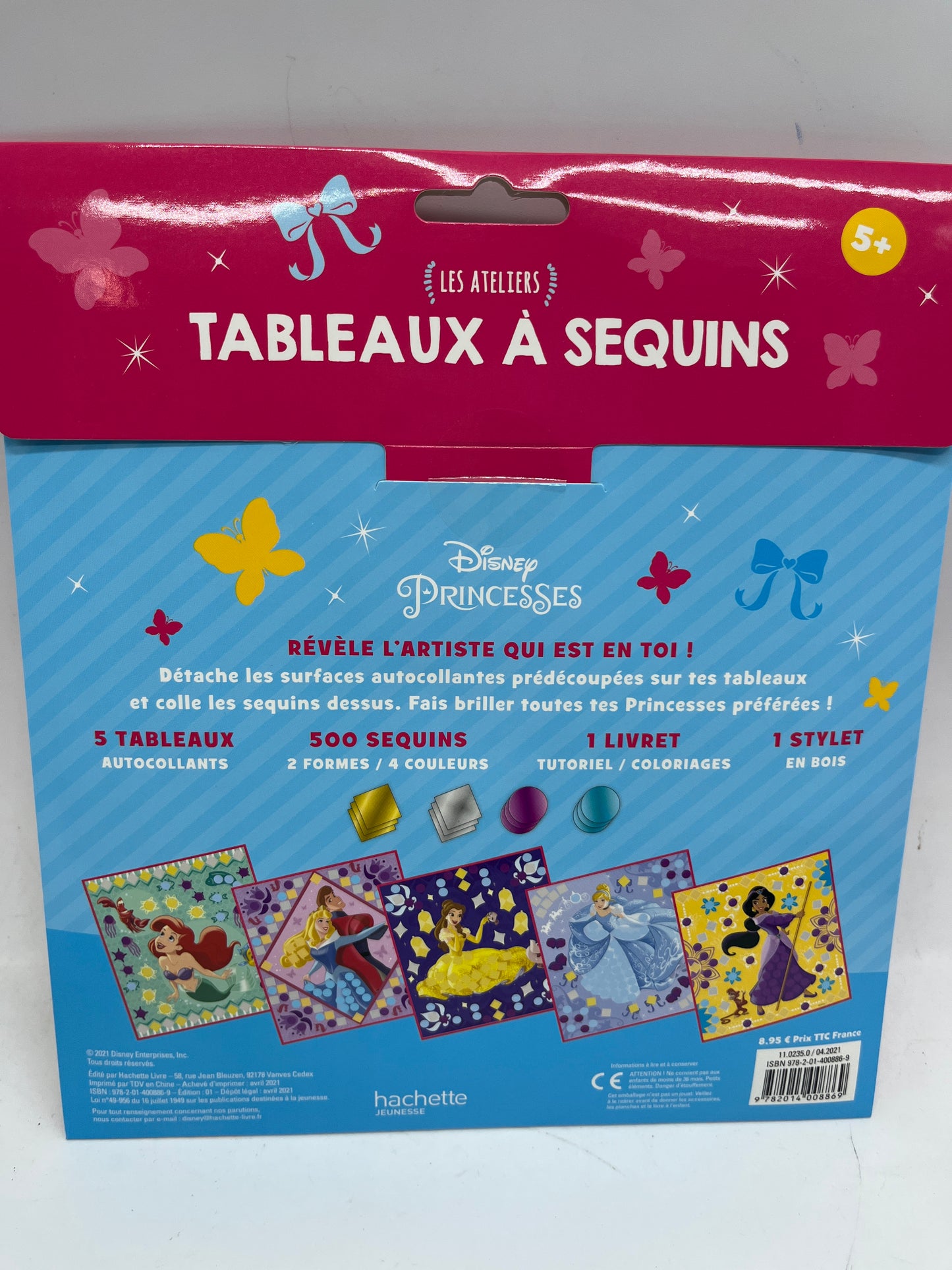 pochette d’activités Disney spécial princesses Les ateliers Mes tableaux à sequins Rose Neuf