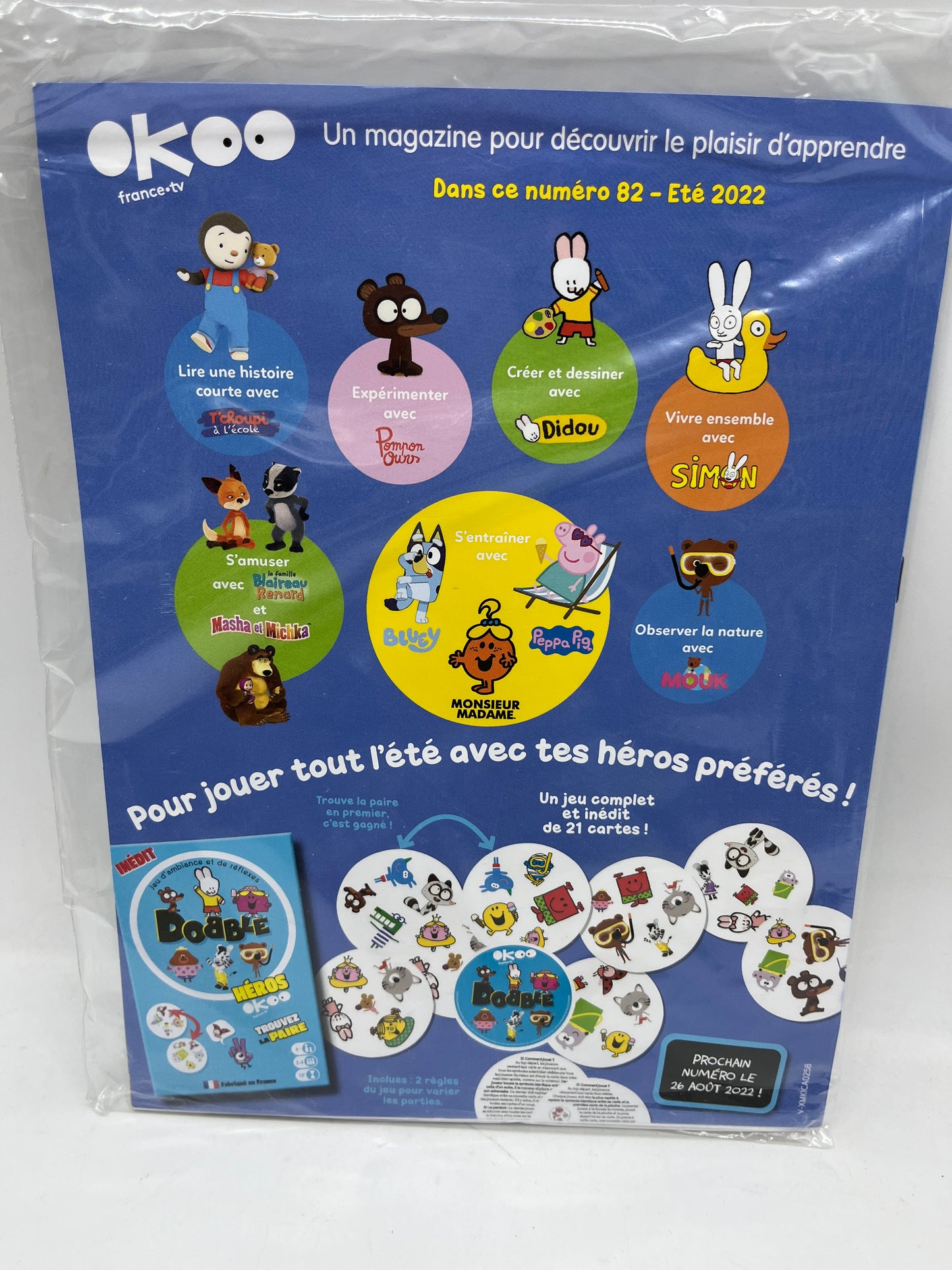 magazine livre d’activité Des p’tit heros Okoo Pig tchoupi zou avec son jeu de société DOBBLE