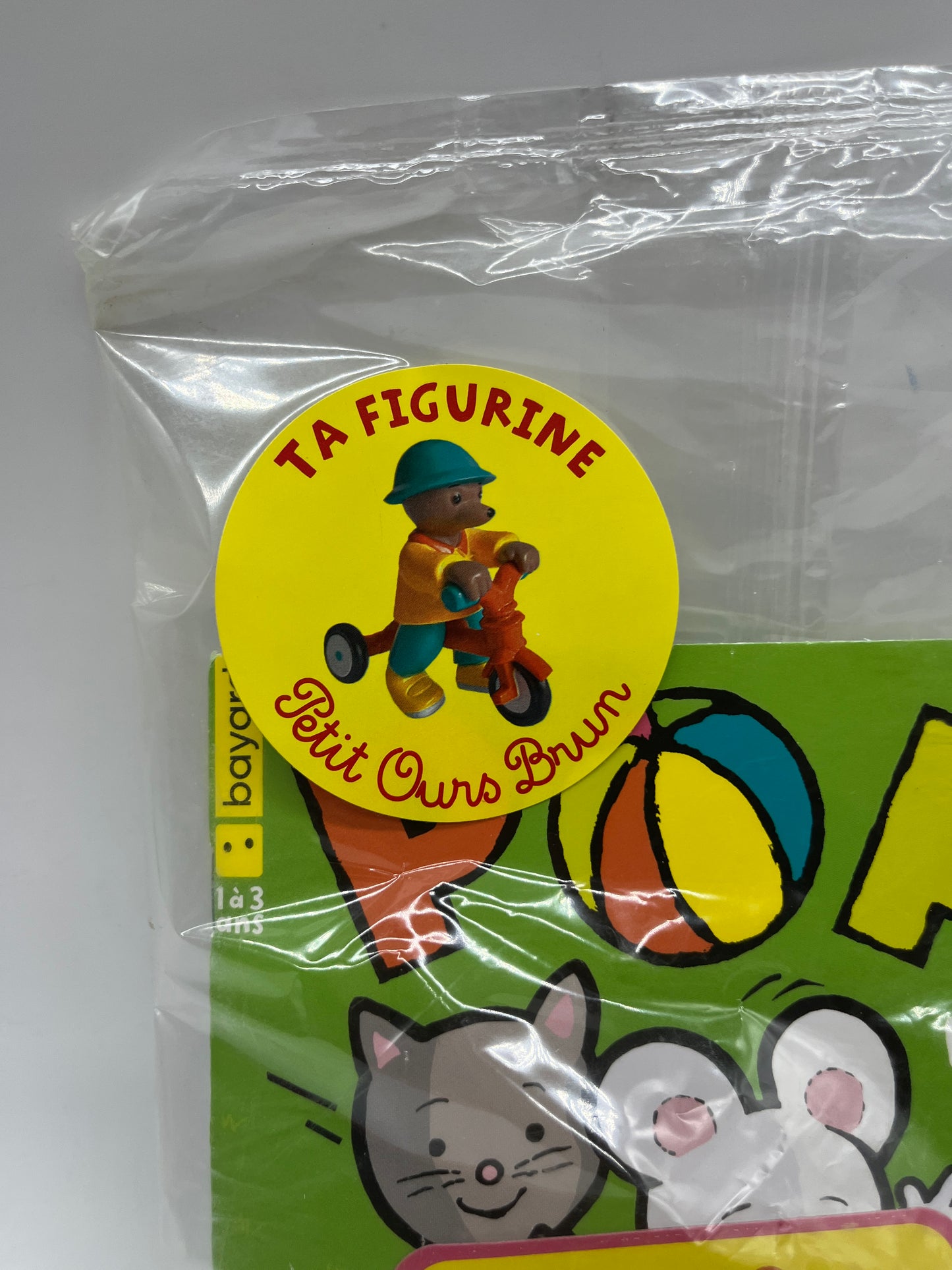 livre d’activité Magazine POPI spécial printemps avec sa figurine Petit Ours brun faut du tricycle Neuf !