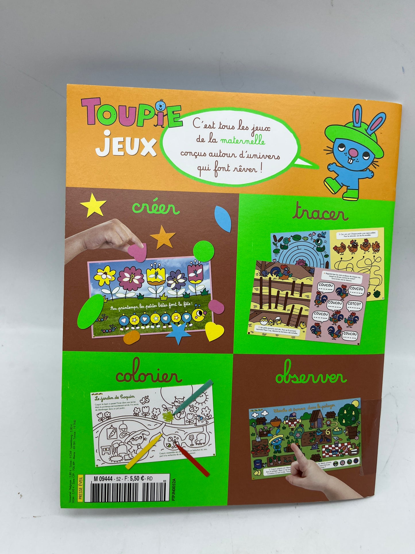Livre d’activité Magazine TOUPIE les jeux de l’école avec ses 175 gommettes Coco le lapin Neuf