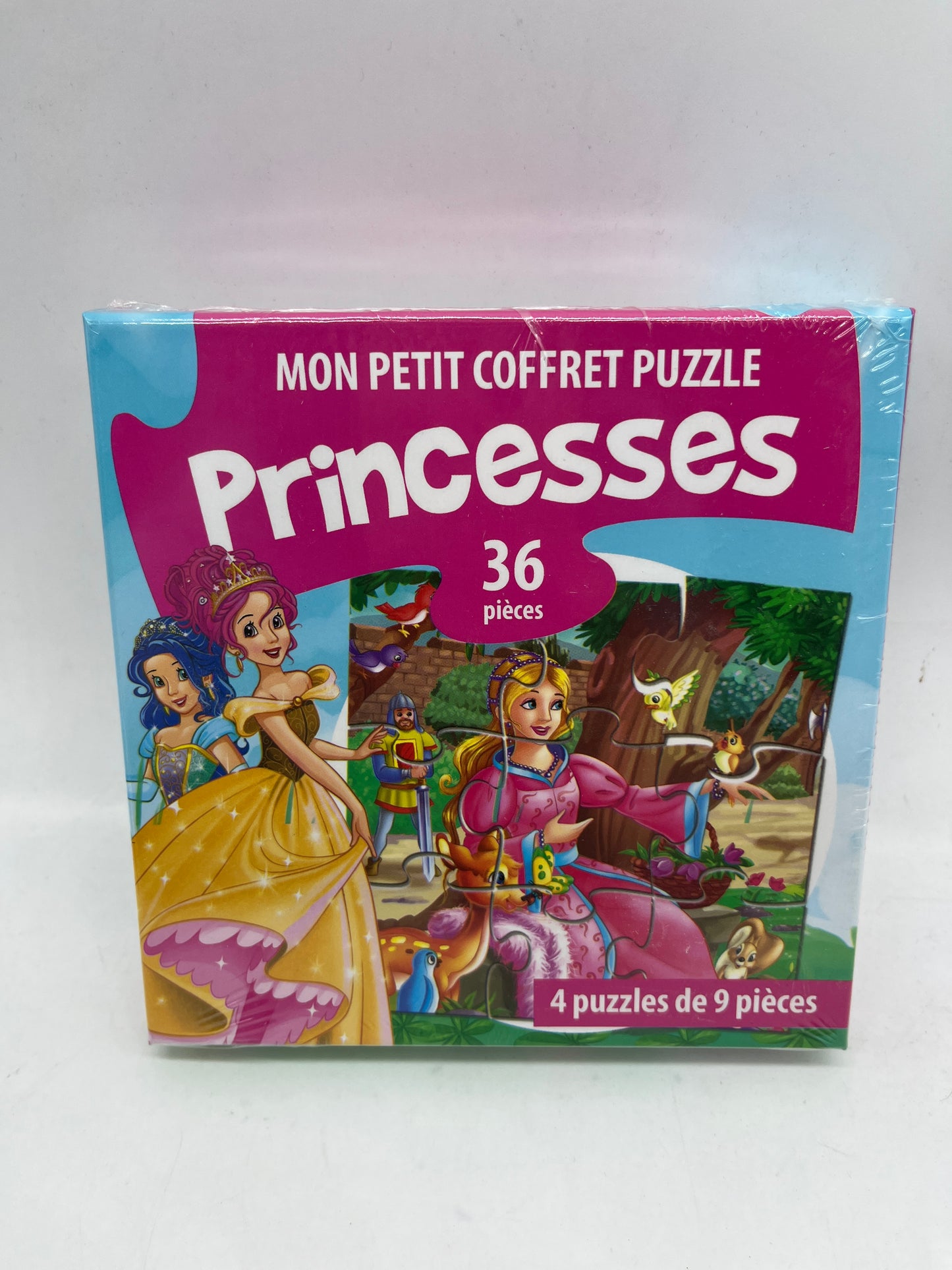 Mon petit coffret Puzzle de 4 puzzles de 9 pièces thème les princesses neuf sous blister
