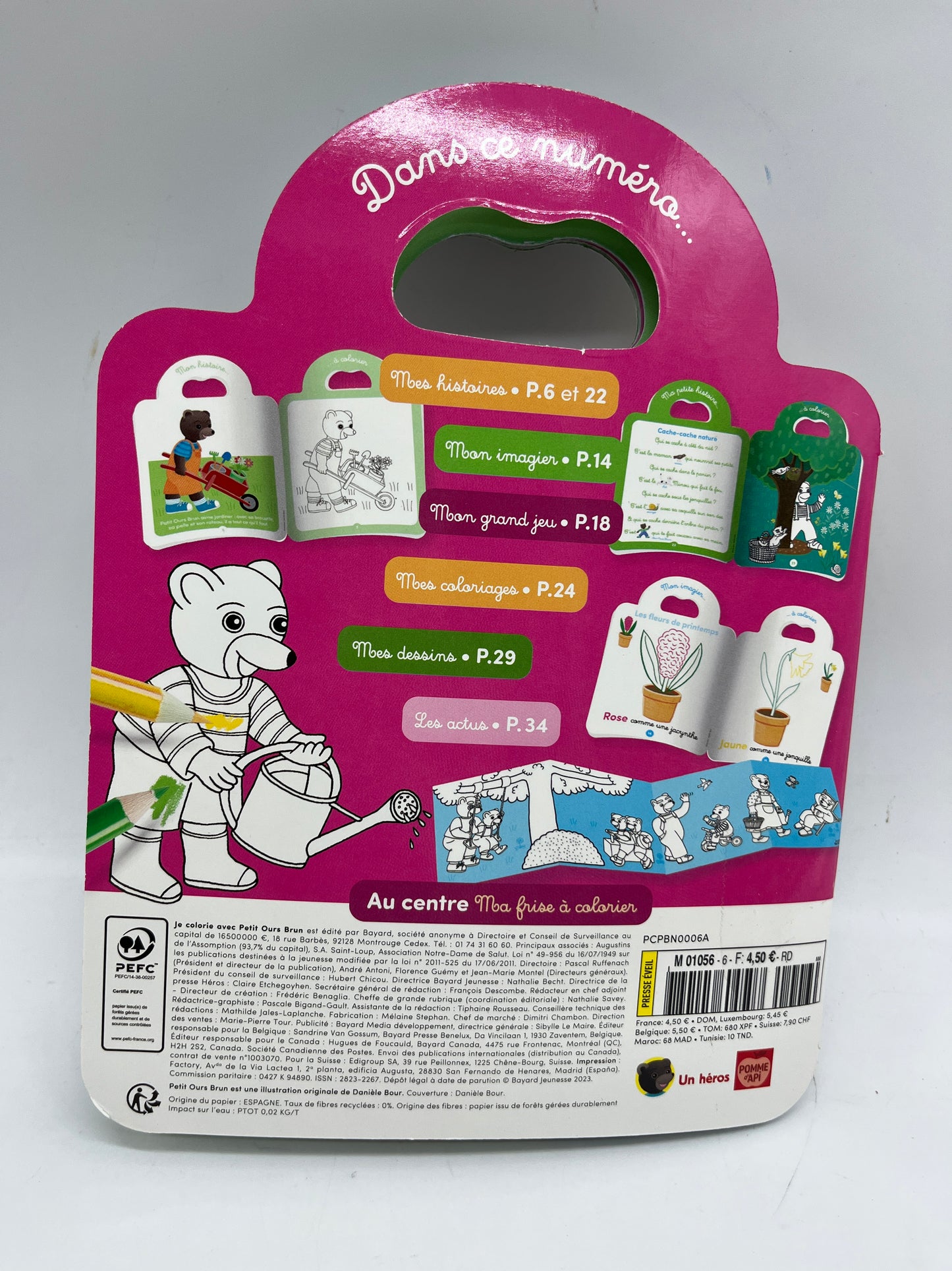 Livre d’activité Magazines Je colorie avec Petit ours brun thème Printemps Neuf