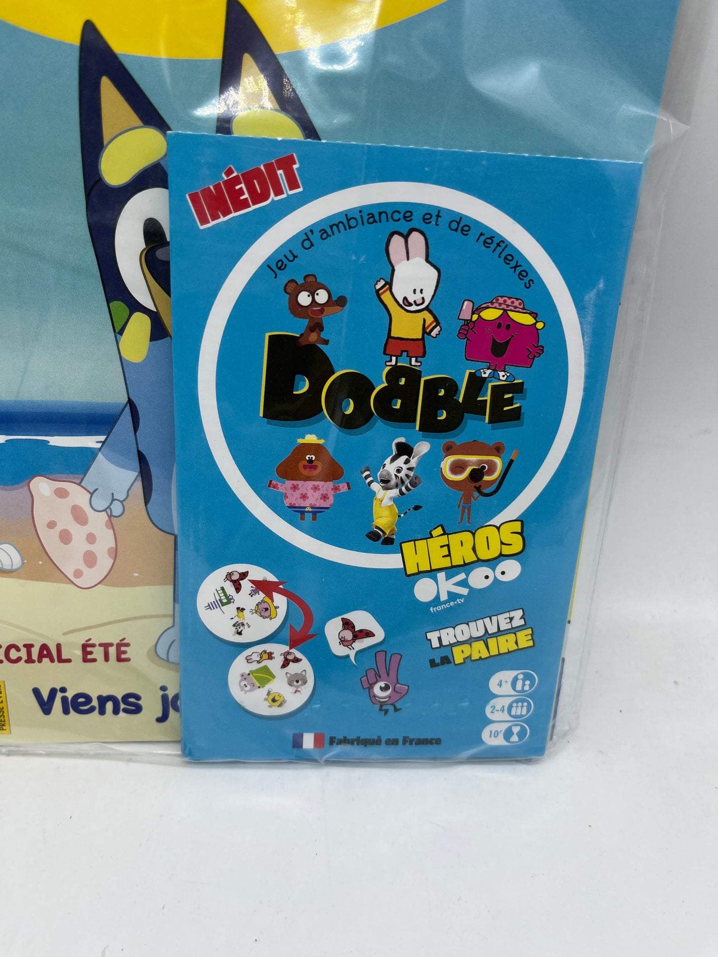 magazine livre d’activité Des p’tit heros Okoo Pig tchoupi zou avec son jeu de société DOBBLE