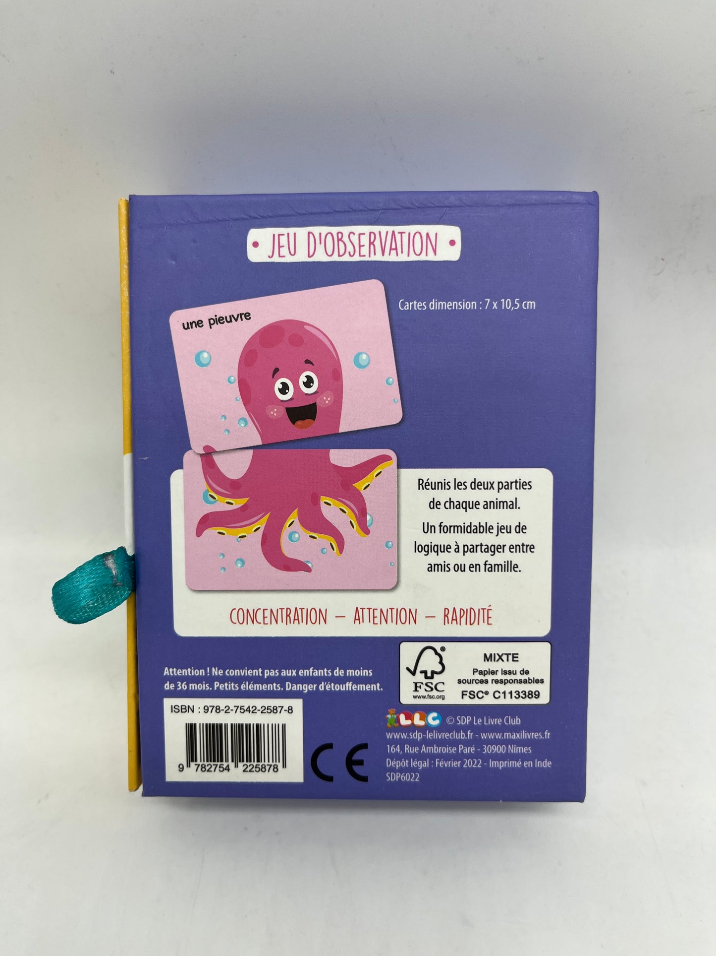 Jeu  de société Jeu d’observation Modèle dans l’océan ses 32 cartes !  Jeu de concentration rapidité  et observation Neuf