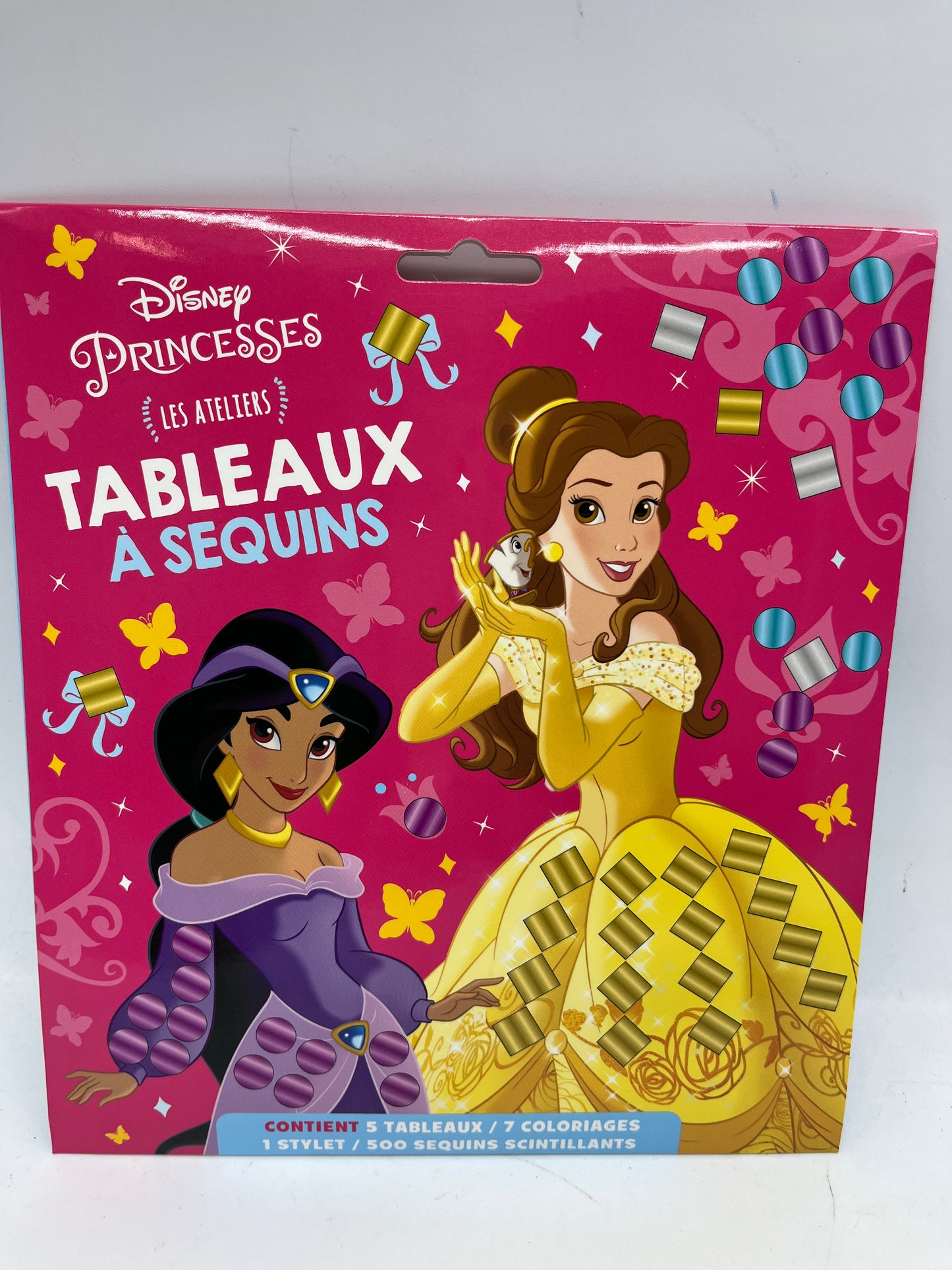 pochette d’activités Disney spécial princesses Les ateliers Mes tableaux à sequins Rose Neuf