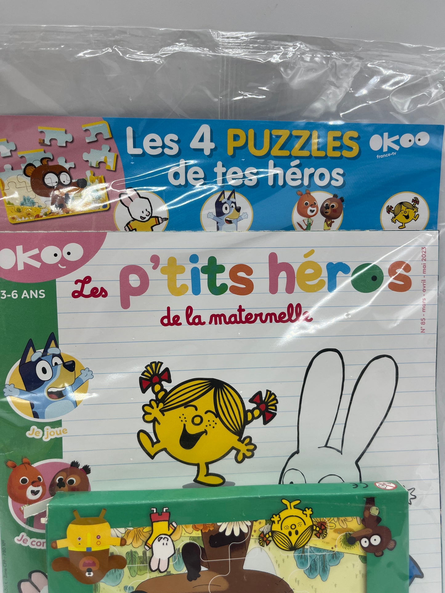 magazine livre d’activité Des p’tit heros Okoo Pig tchoupi zou avec ses puzzles spéciale maternelle Histoires jeux activtés !
