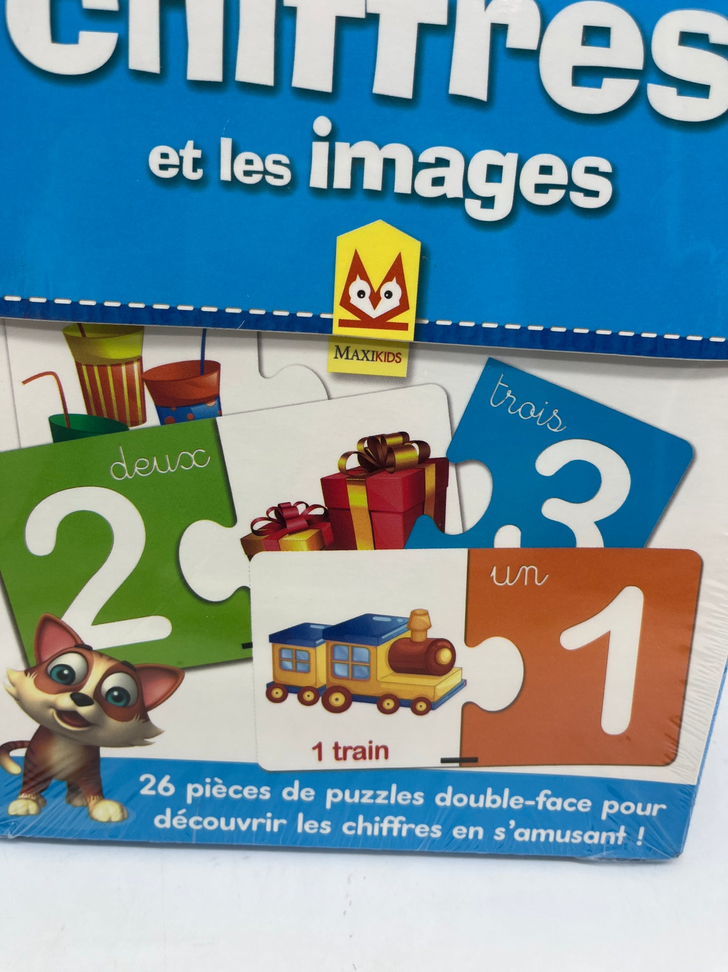Maxi mallette coffret Puzzle j’assemble les images et les chiffres 26 pièces de puzzles doubles face pour apprendre en t’amusant neuf sous blister