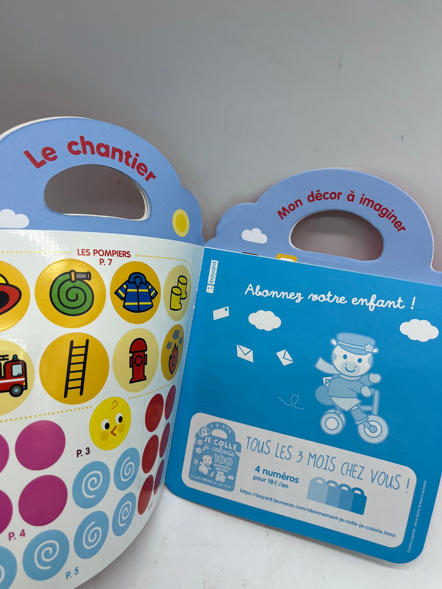 Livre d’activité Magazine Je colle je colorie théme Les métiers Avec imagier Lola Meuh neuf