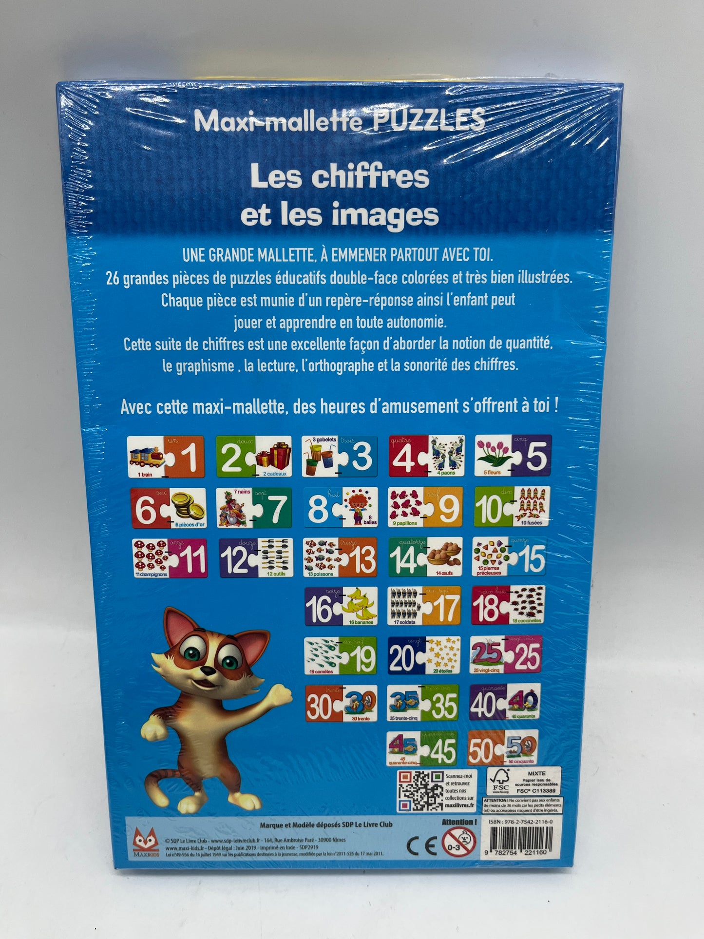 Maxi mallette coffret Puzzle j’assemble les images et les chiffres 26 pièces de puzzles doubles face pour apprendre en t’amusant neuf sous blister