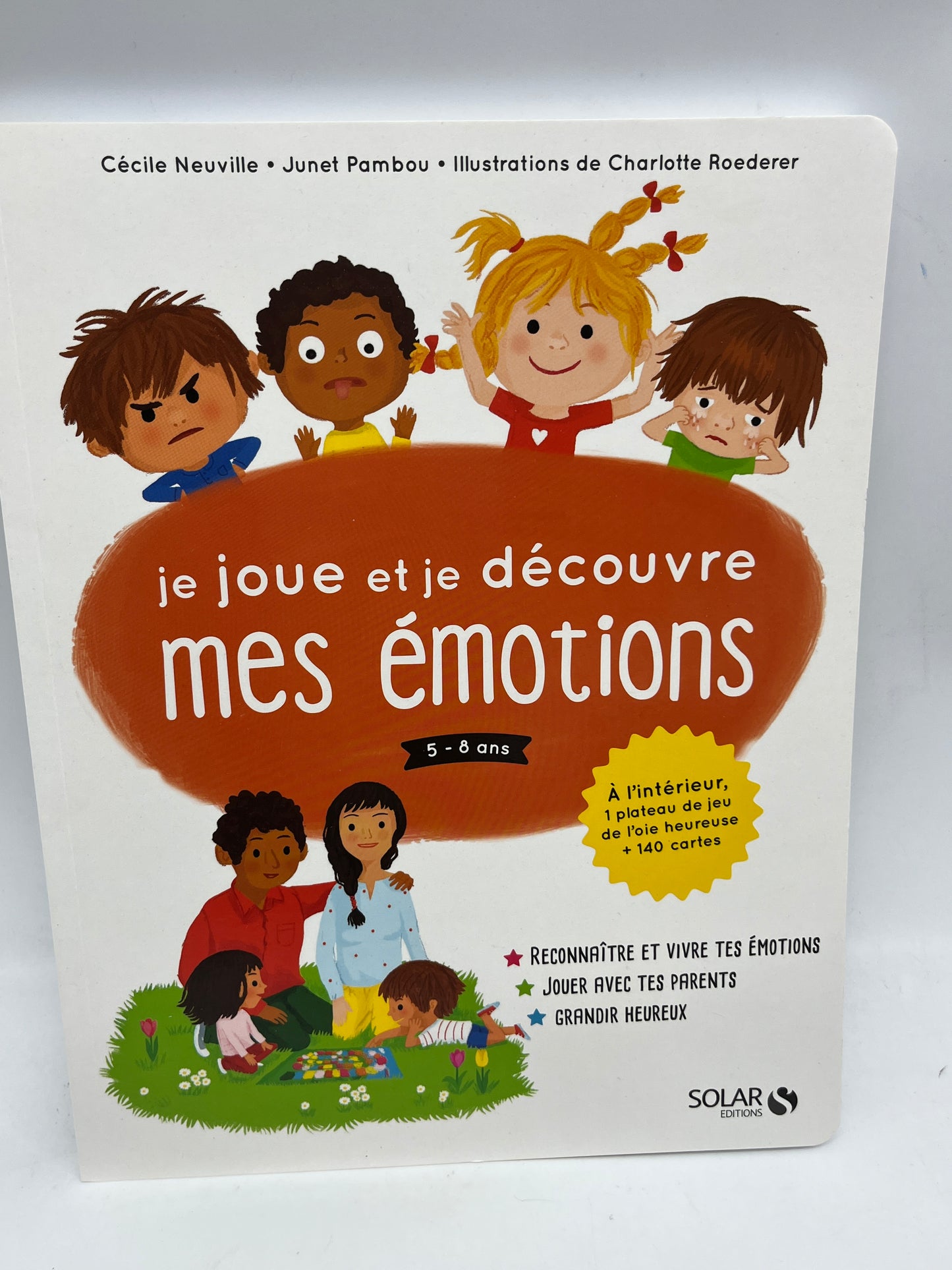 Livre apprentissage je joue et Je découvre mes émotions 5-8 ans avec son jeu d’oie heurese Solar éditions Neuf