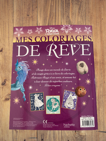 Livre de coloriages Mes coloriages de rêve Disney Raya le dernier dragon Neuf