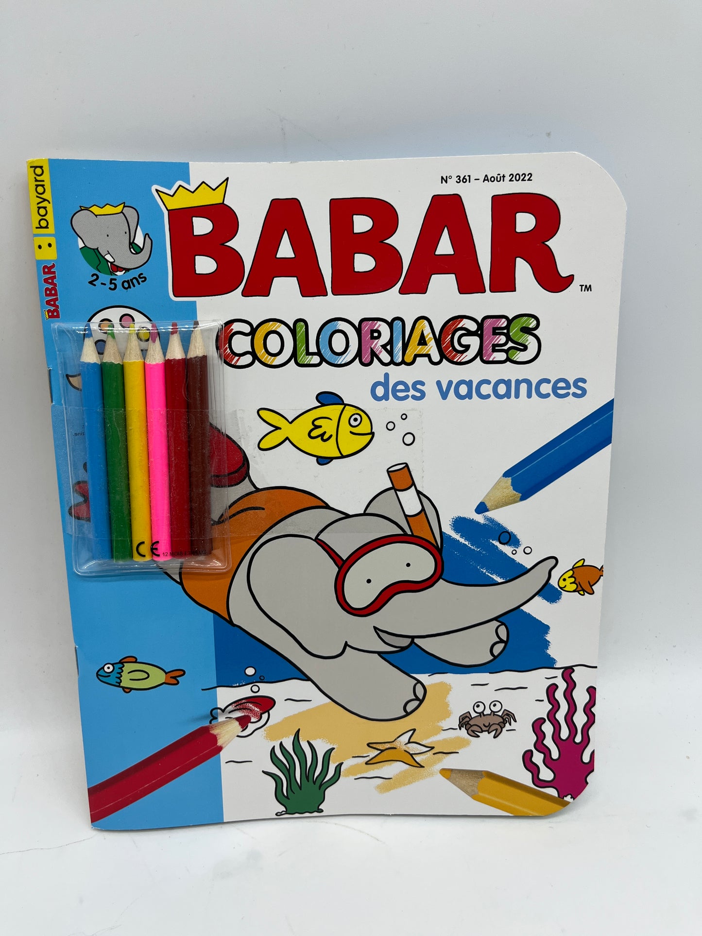 Livre d’activité magazine Babar avec ses crayons de couleur Neuf prix boutique 5€95