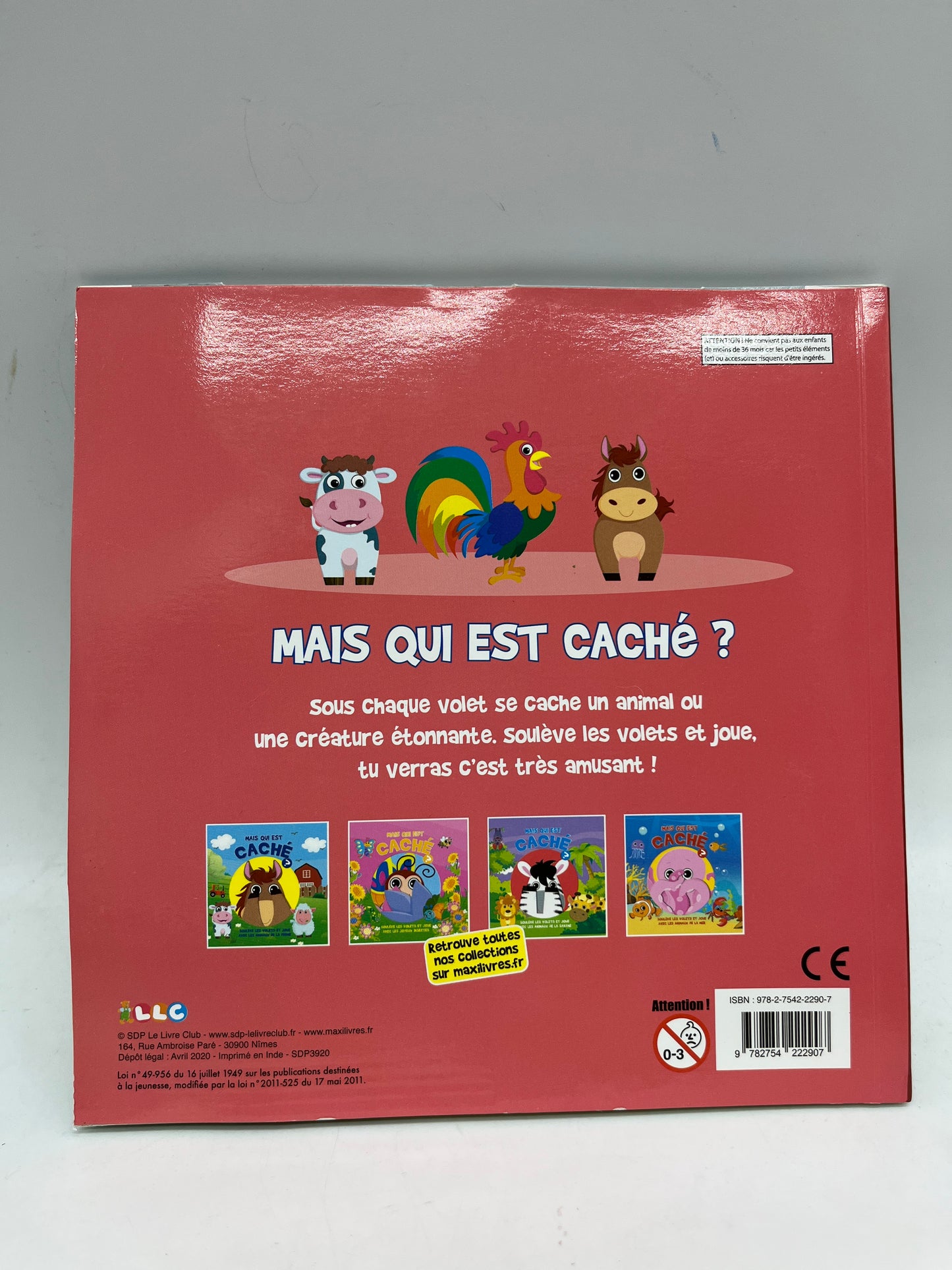 livre Mais qui es caché? Livre avec rabats et volets thème les animaux de la ferme Neuf