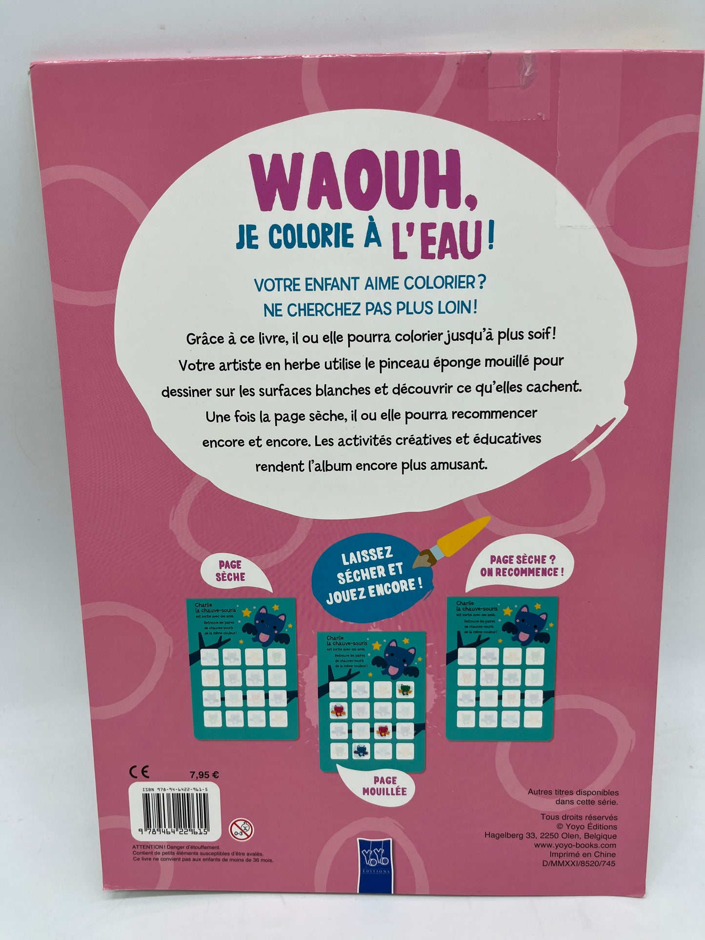 Livre d’activité magazine Wahou je colorie à’l’eau modèle rose special printemps été Neuf !