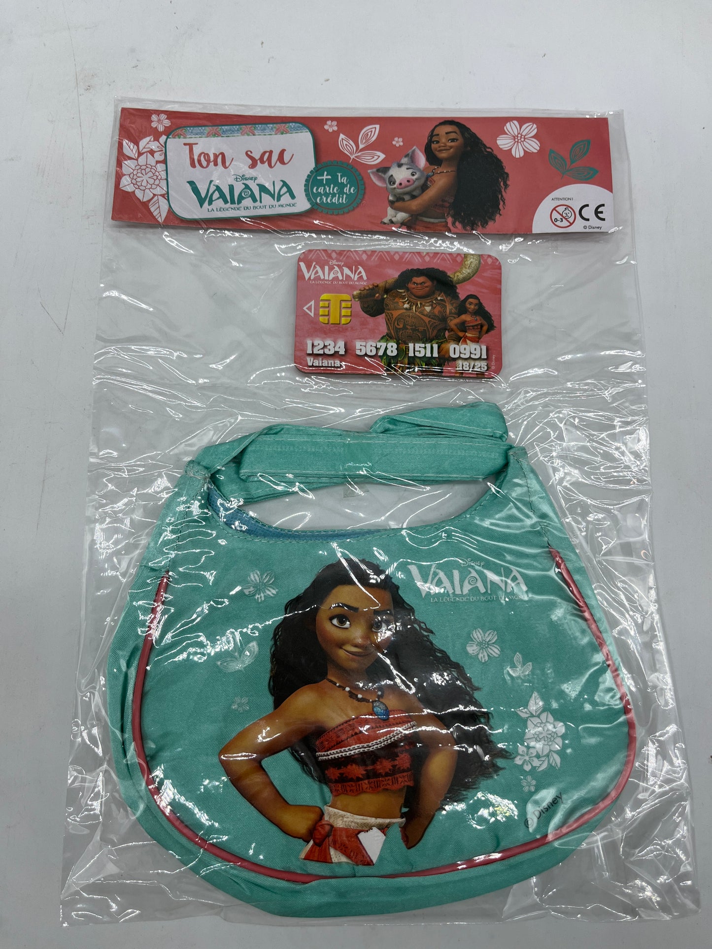 Livre d’activité Magazines Disney princesse Vaiana avec son petit sac à main et sa carte de crédit Neuf